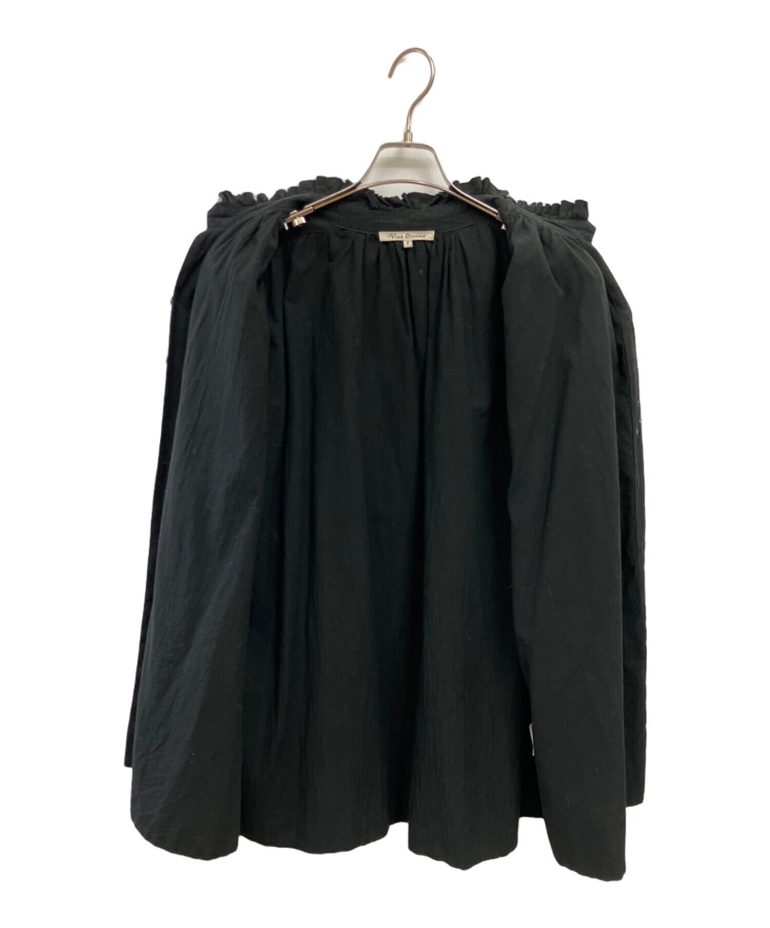 中古・古着通販】Vlas Blomme (ヴラスブラム) フリル襟シャツ ネイビー 