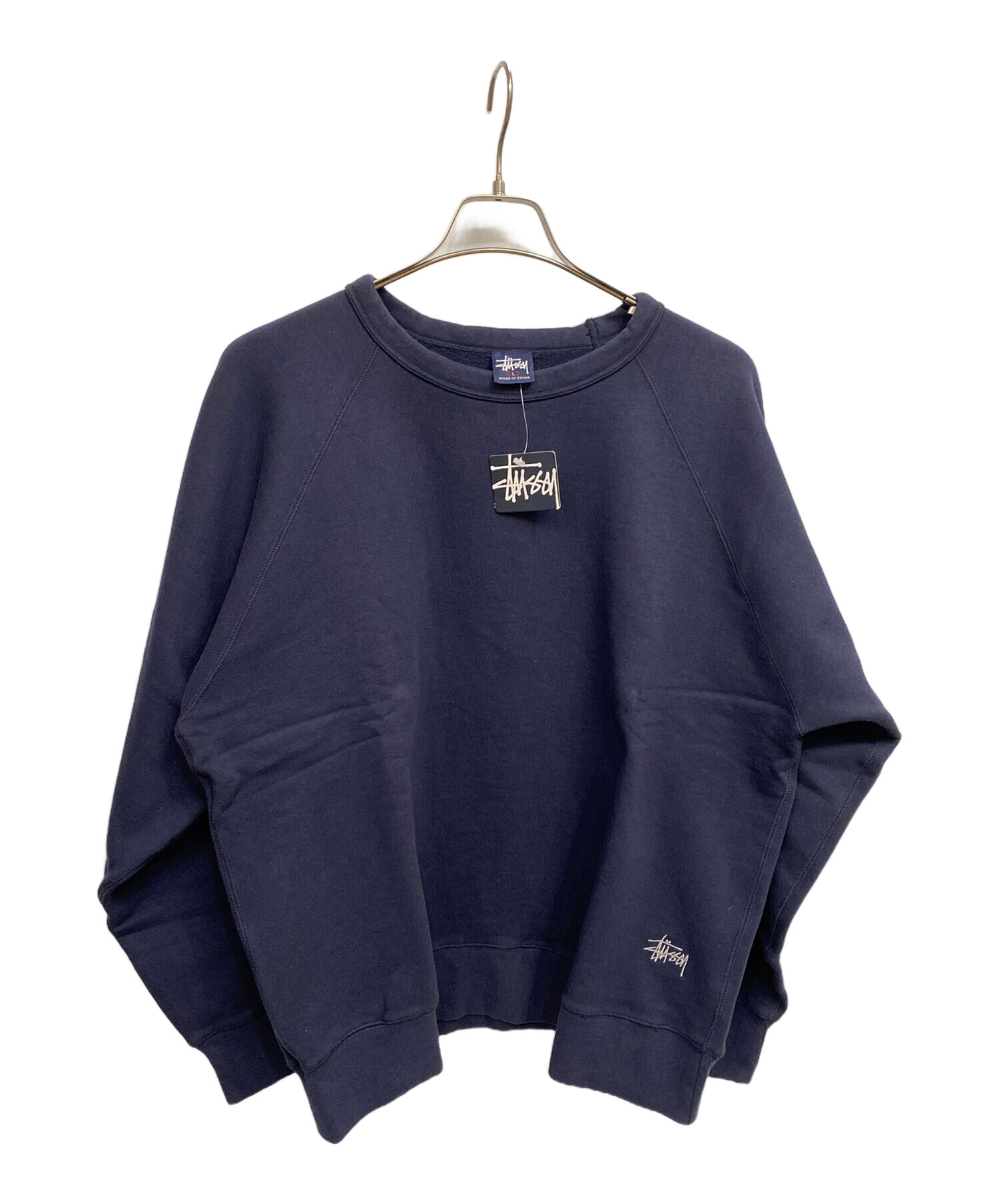 STUSSY 【日本未発売】STUSSY ネイビー クルーネック トレーナー 
