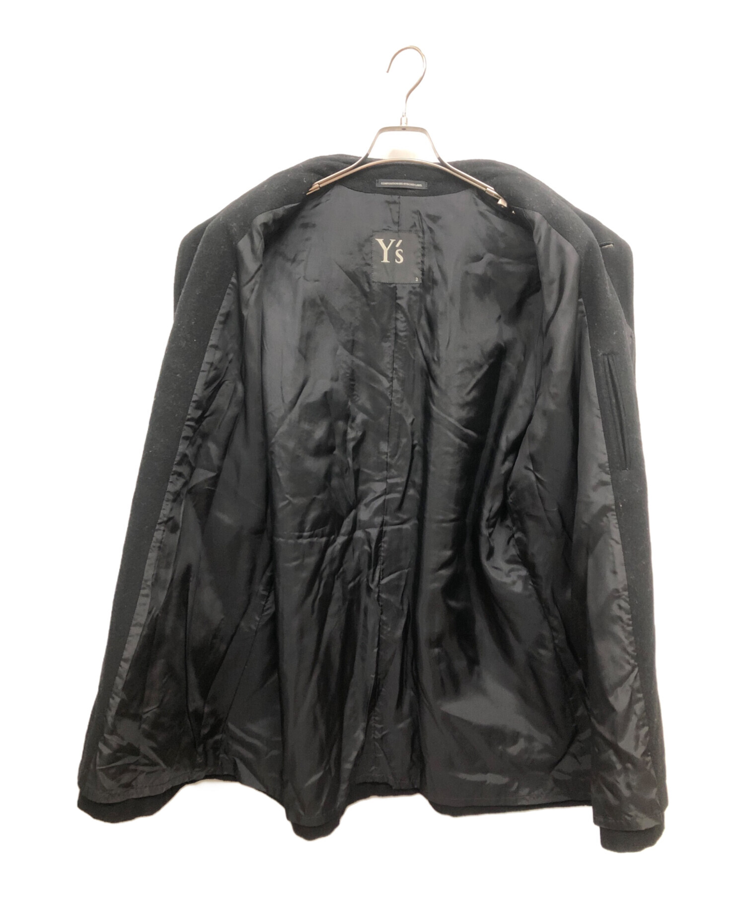 中古・古着通販】Y's (ワイズ) ウールコート ブラック サイズ:3(L相当