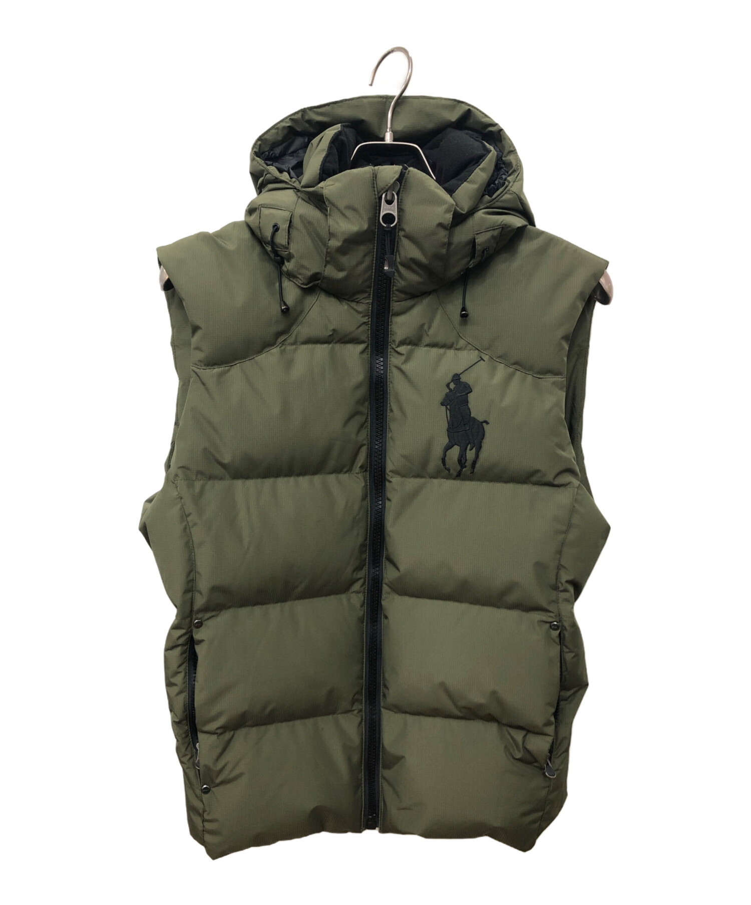 ポロラルフローレン 刺繍ロゴ ビッグポニー ダウンベスト　グリーン　Sサイズ 中古・古着通販】POLO RALPH LAUREN (ポロ・ラルフローレン) ビッグ