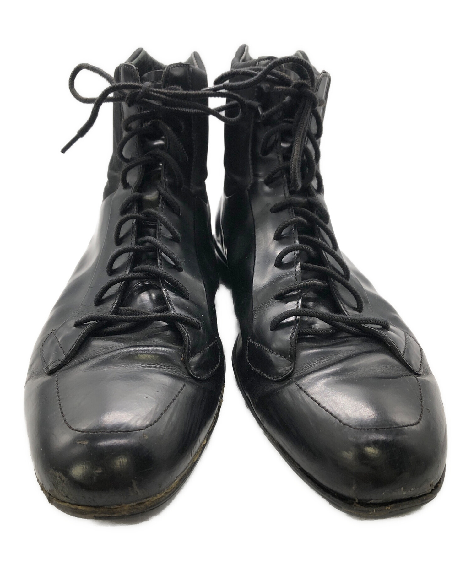 中古・古着通販】PRADA (プラダ) レースアップブーツ ブラック サイズ