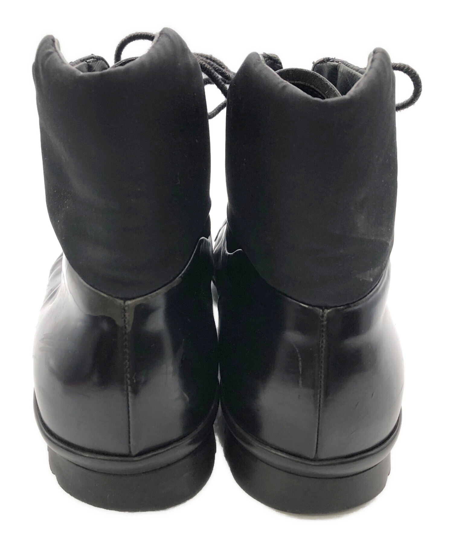 中古・古着通販】PRADA (プラダ) レースアップブーツ ブラック サイズ