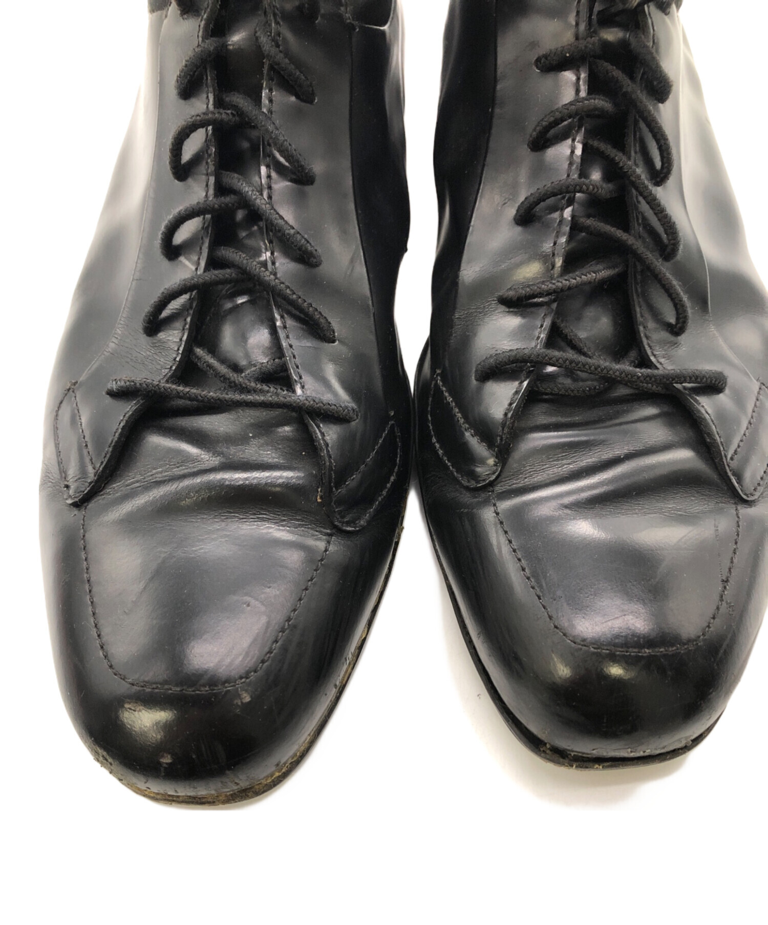 中古・古着通販】PRADA (プラダ) レースアップブーツ ブラック サイズ