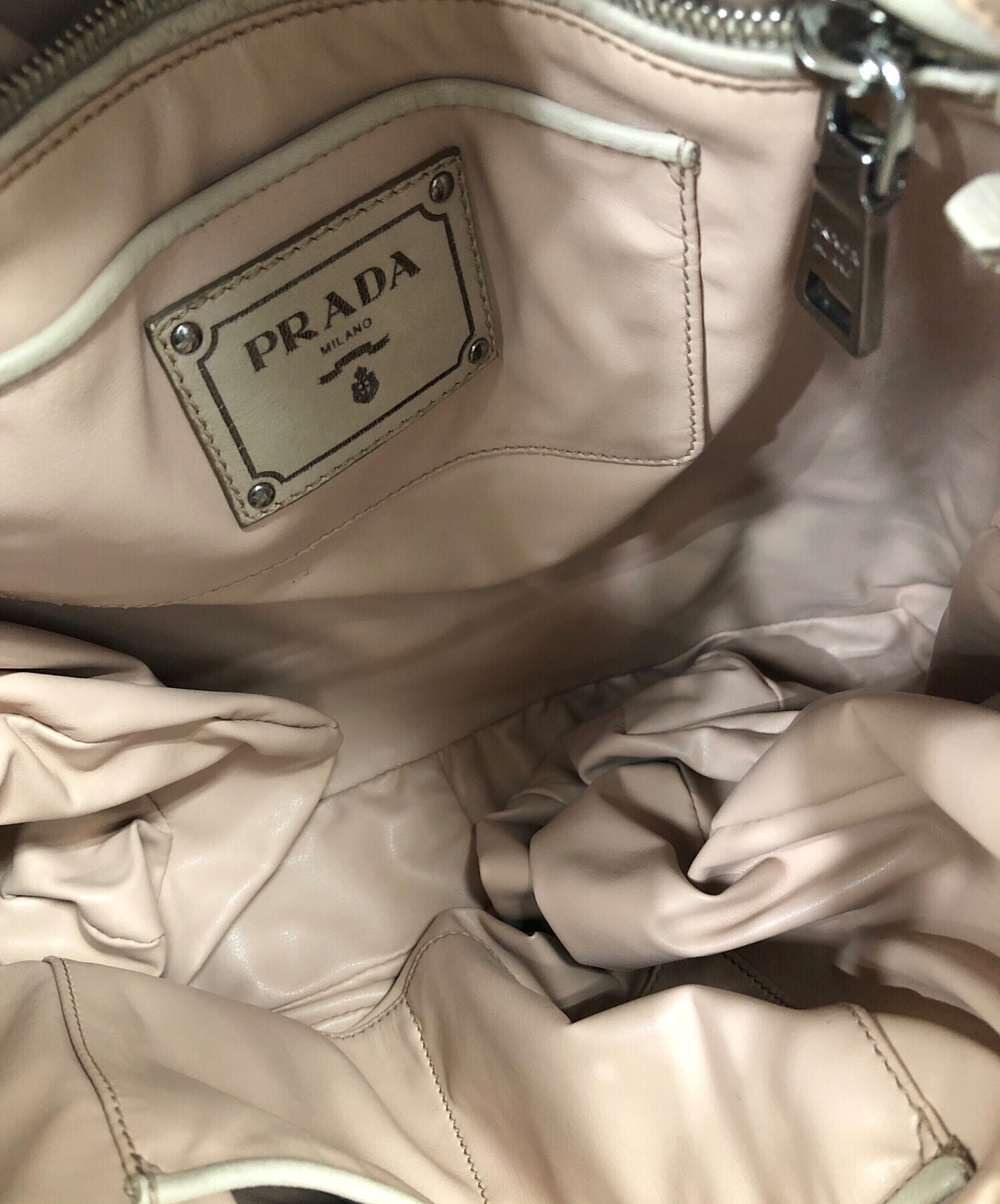 PRADA プラダ ショルダーバッグ NAPPA IMPUNTURE NAPPA IMPUNTURE チェーンショルダーバッグ レザー ピンクベージュ