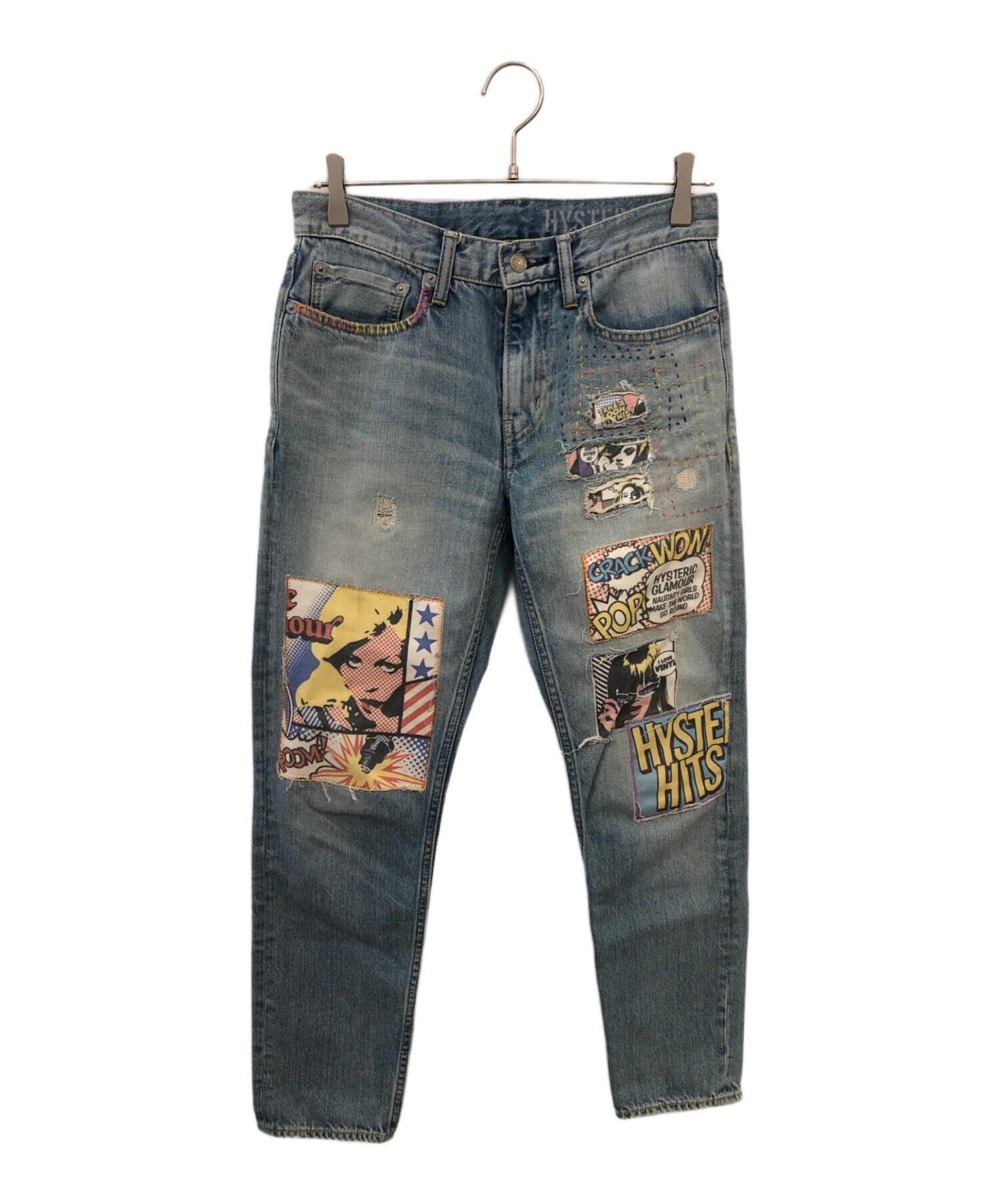 used☆ヒステリックグラマー☆ダメージ加工デニムパンツ☆28☆スタッズ HYSTERIC GLAMOUR ヒステリックグラマー ZSR加工 スタッズ ダメージ