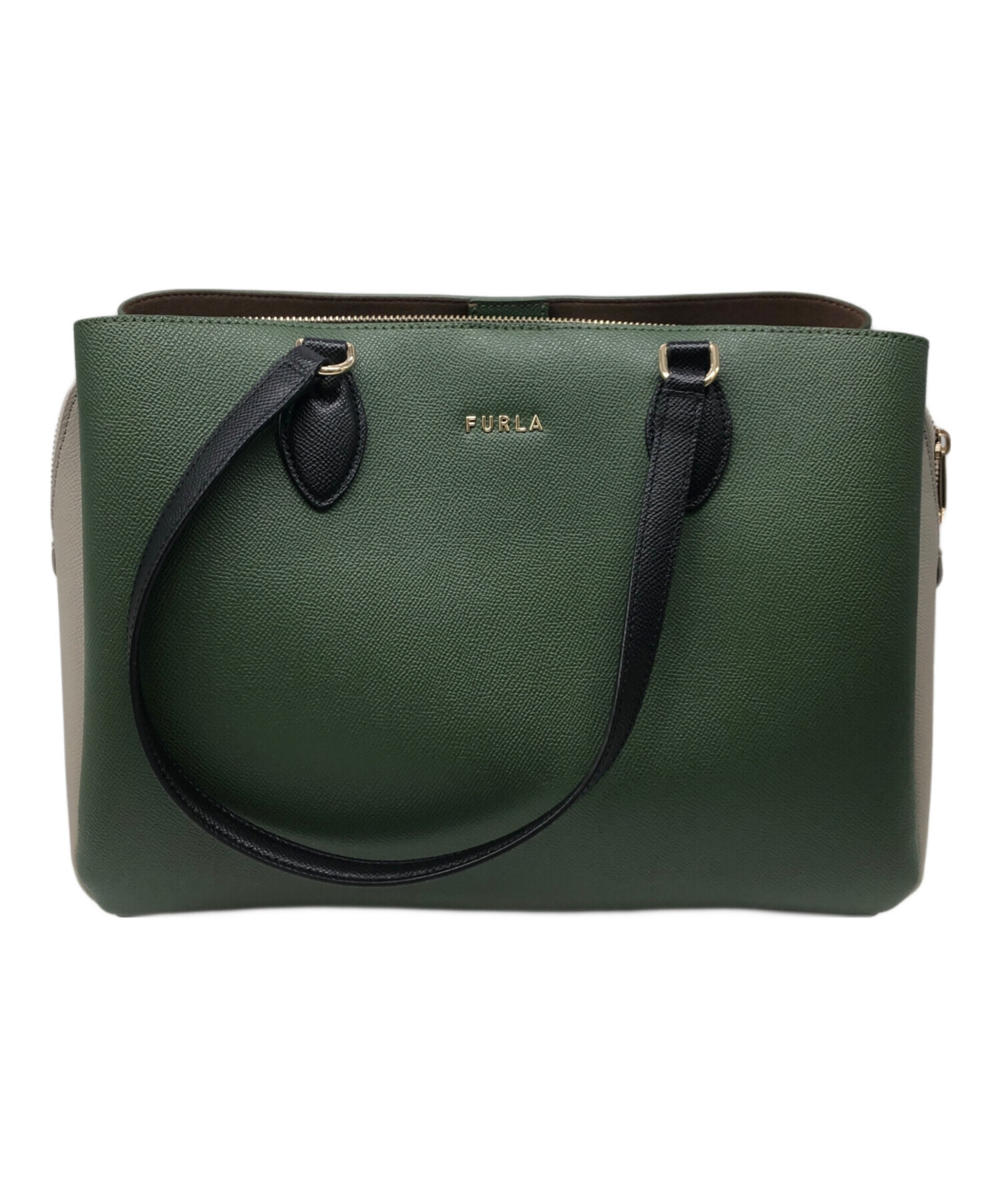 【美品】FURLA ダークグリーン トートバッグ 中古・古着通販】FURLA (フルラ) ミネルヴァ トートバッグ／MINERVA
