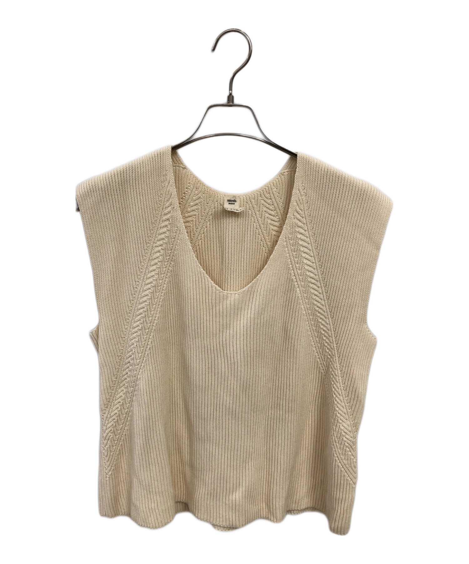 【美品】HERMES トップス　ノースリーブ 中古・古着通販】HERMES (エルメス) ハイゲージノースリーブニット