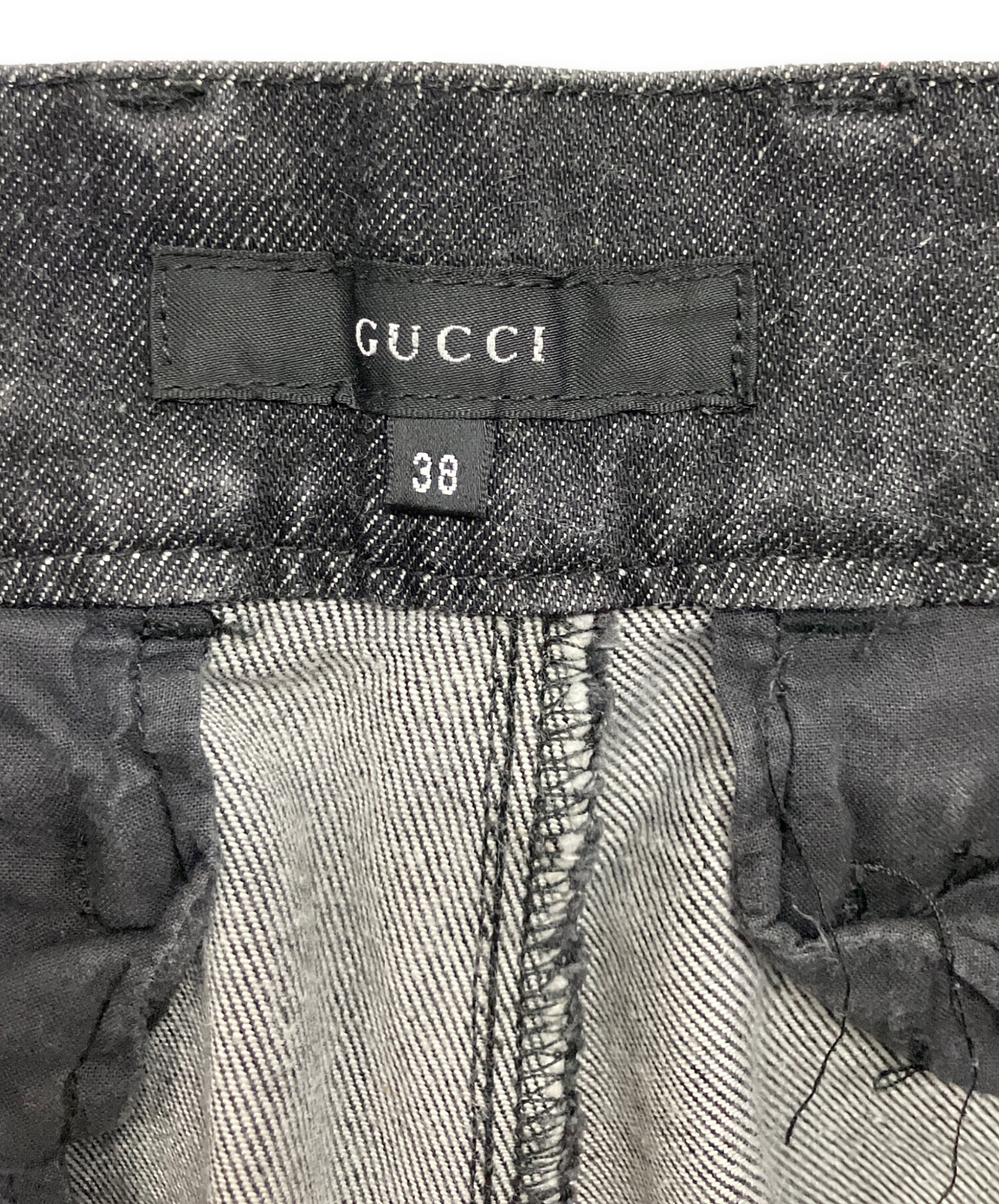 GUCCI ブラックデニムパンツ 中古・古着通販】GUCCI (グッチ) エンブロイダリーデニムパンツ 408637