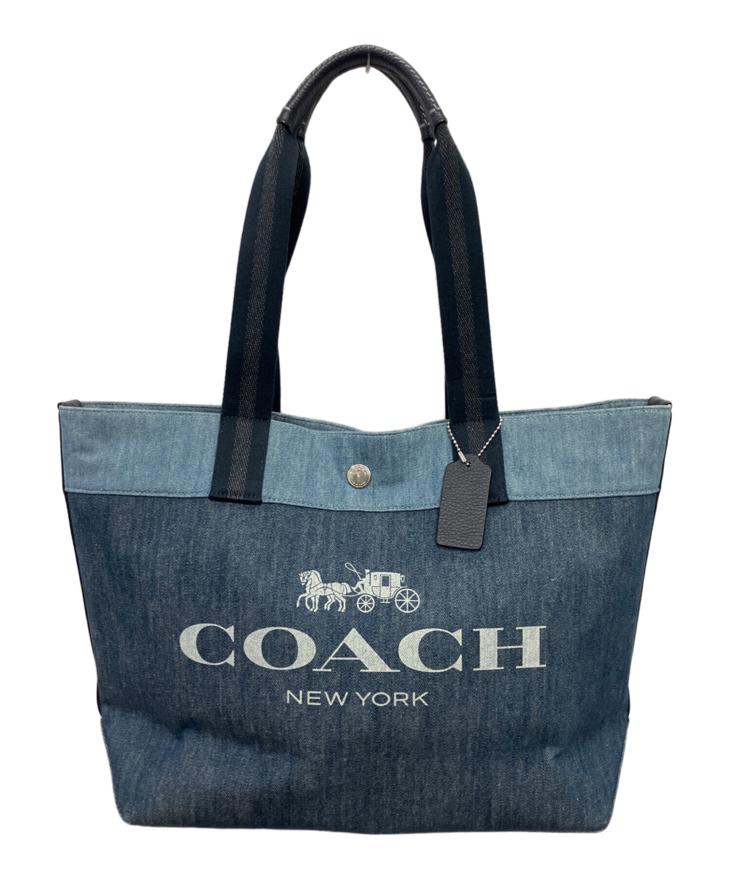 美品COACH デニム トートバッグ　ポーチ付き 新品】COACH デニム トートバッグ
