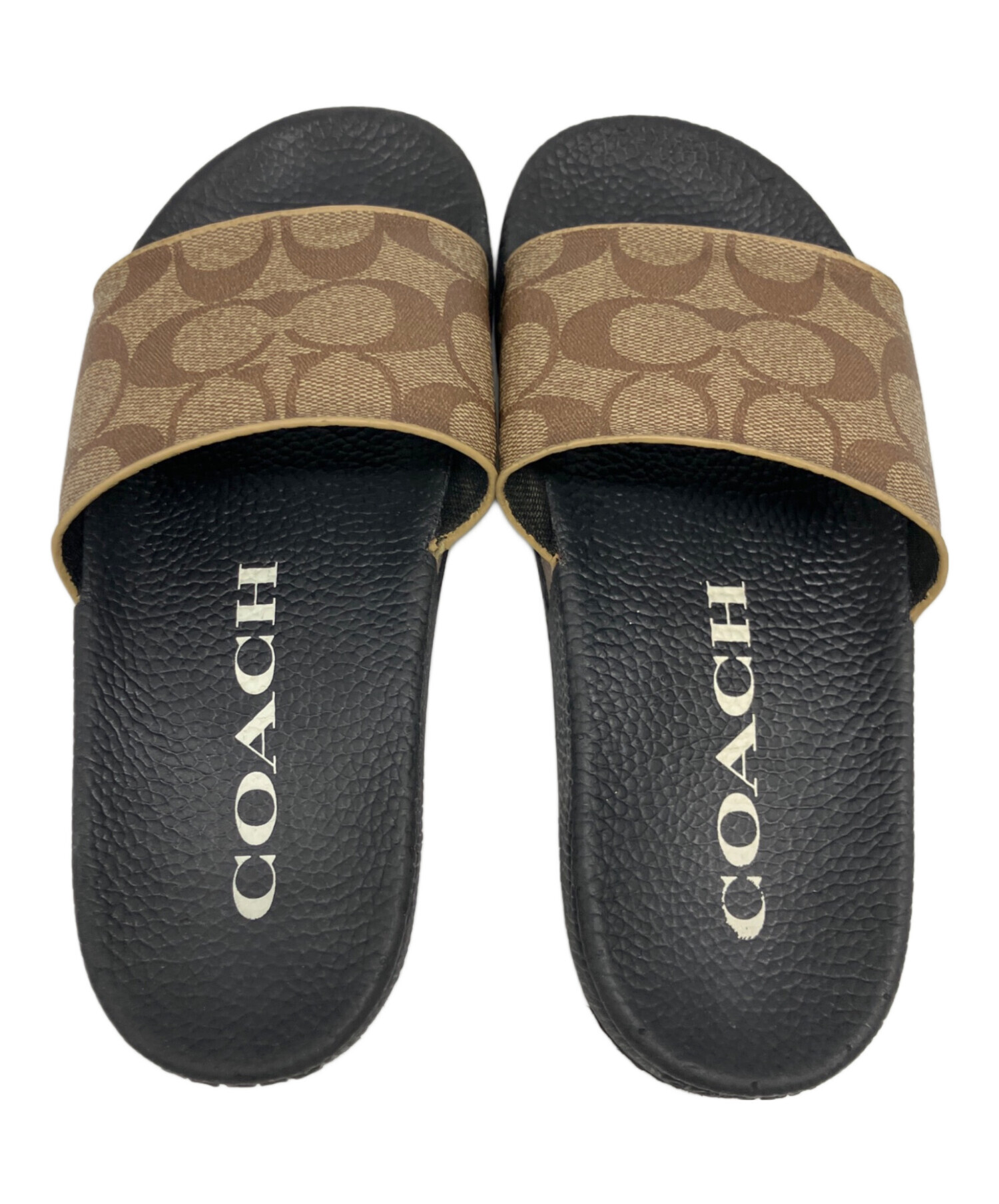 COACH サンダル ミュール 黒/ベージュ 中古・古着通販】COACH (コーチ) サンダル ブラック×ブラウン サイズ