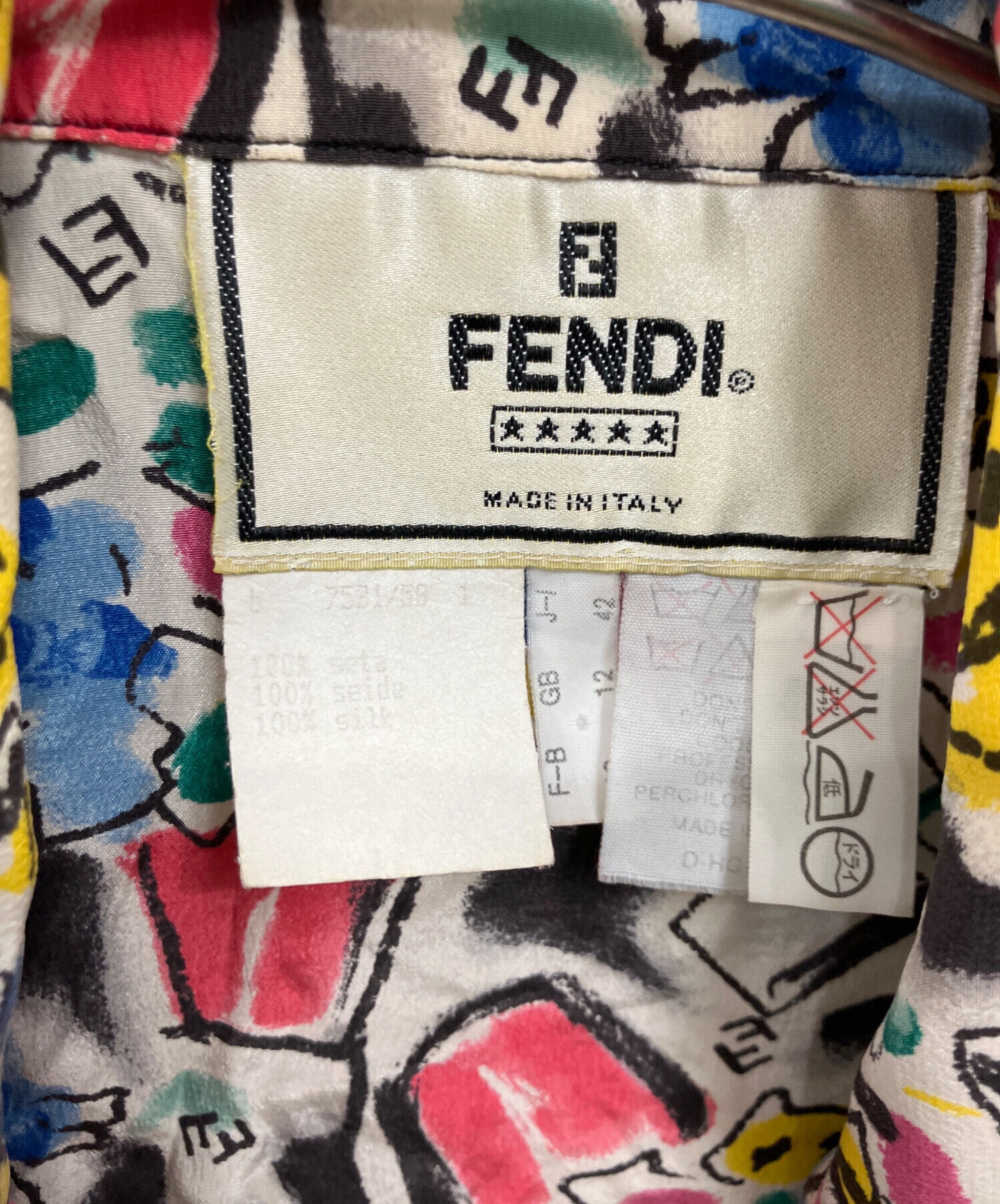 FENDI チェック柄 長袖 レディースシャツ　中古 FENDI フェンディ 長袖シャツ ギンガムチェック ネイビー系 38