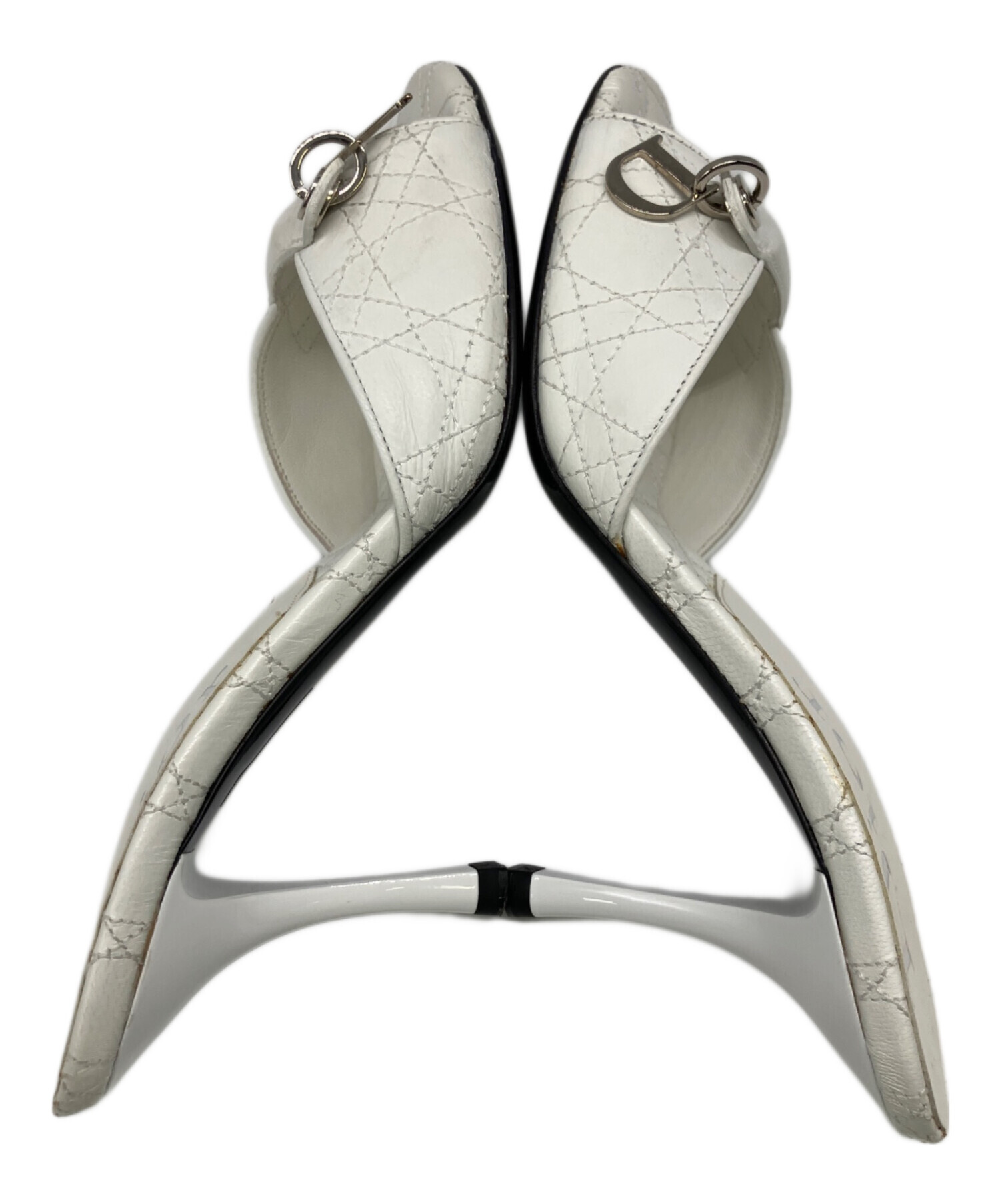 【中古美品】Dior ホワイト サンダル ターコイズ ヒール35.5 中古・古着通販】Christian Dior (クリスチャン ディオール) サンダル
