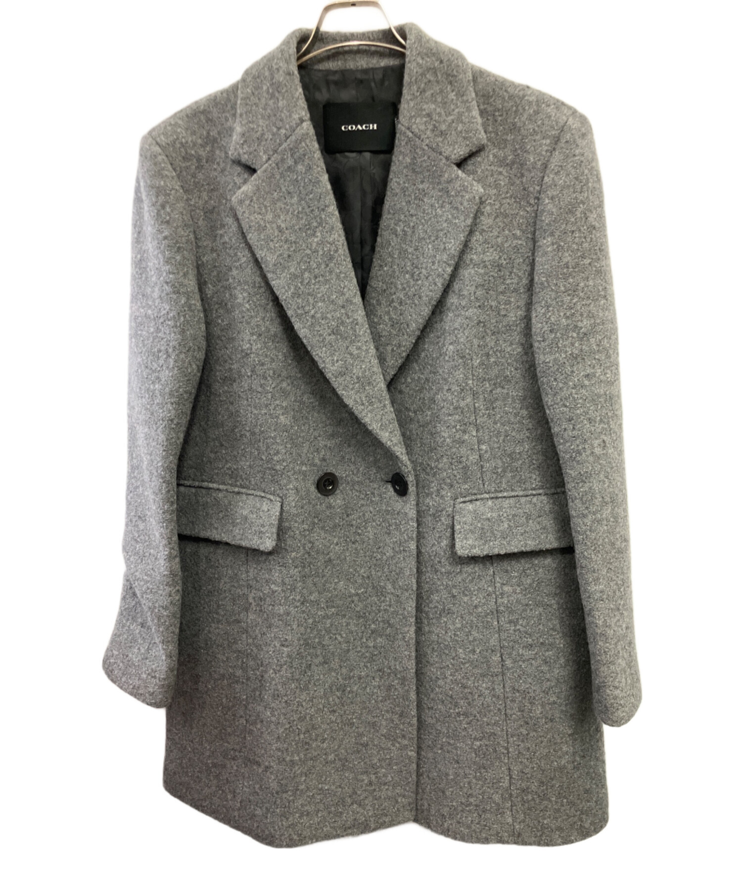 coach コーチ チェスターコート　オーバーサイズ　ウール　グレー 中古・古着通販】COACH (コーチ) ウールチェスターコート ブラック