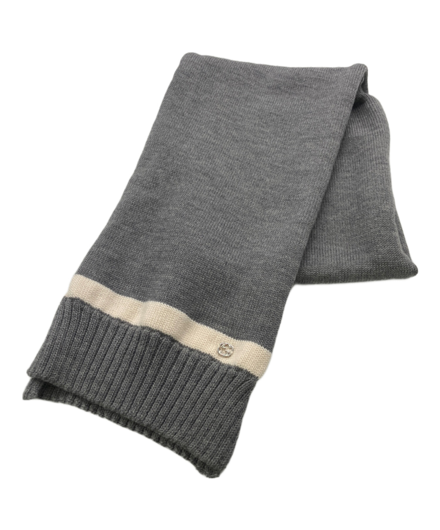 中古・古着通販】GUCCI (グッチ) マフラー グレー サイズ:25×180cm
