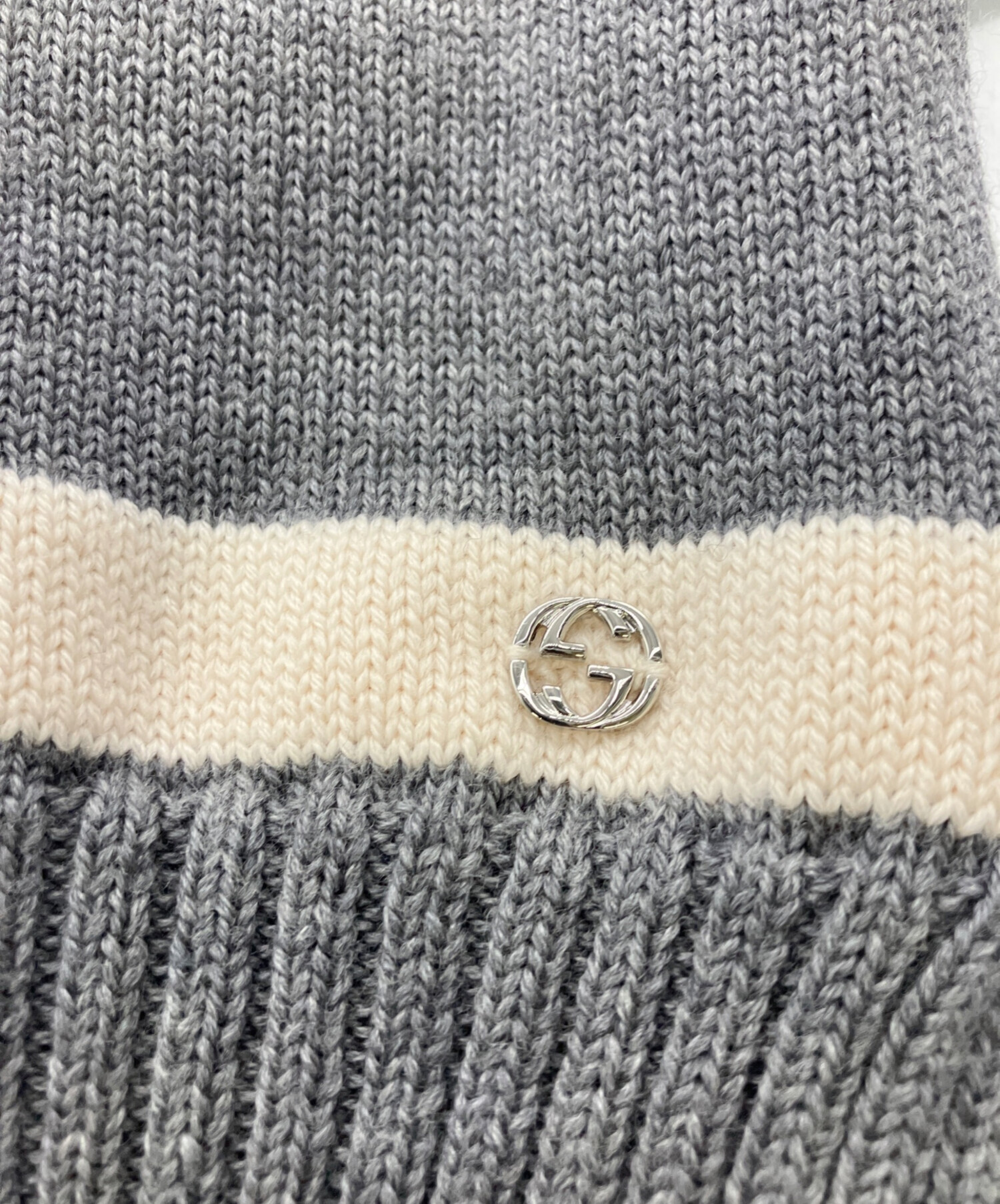 中古・古着通販】GUCCI (グッチ) マフラー グレー サイズ:25×180cm