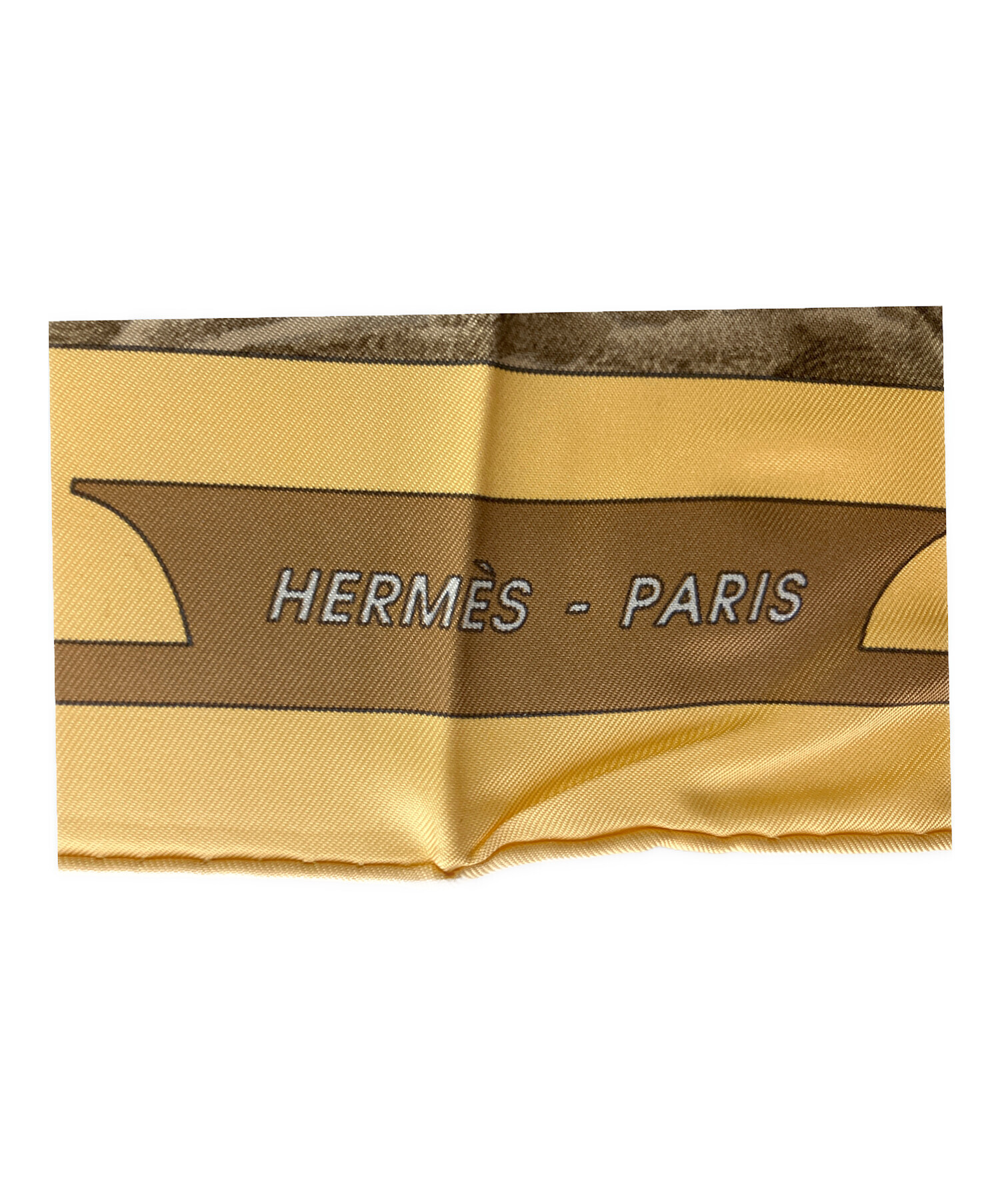 『超美品』HERMES イエロー シルクスカーフ41センチ 中古・古着通販】HERMES (エルメス) シルクスカーフ イエロー
