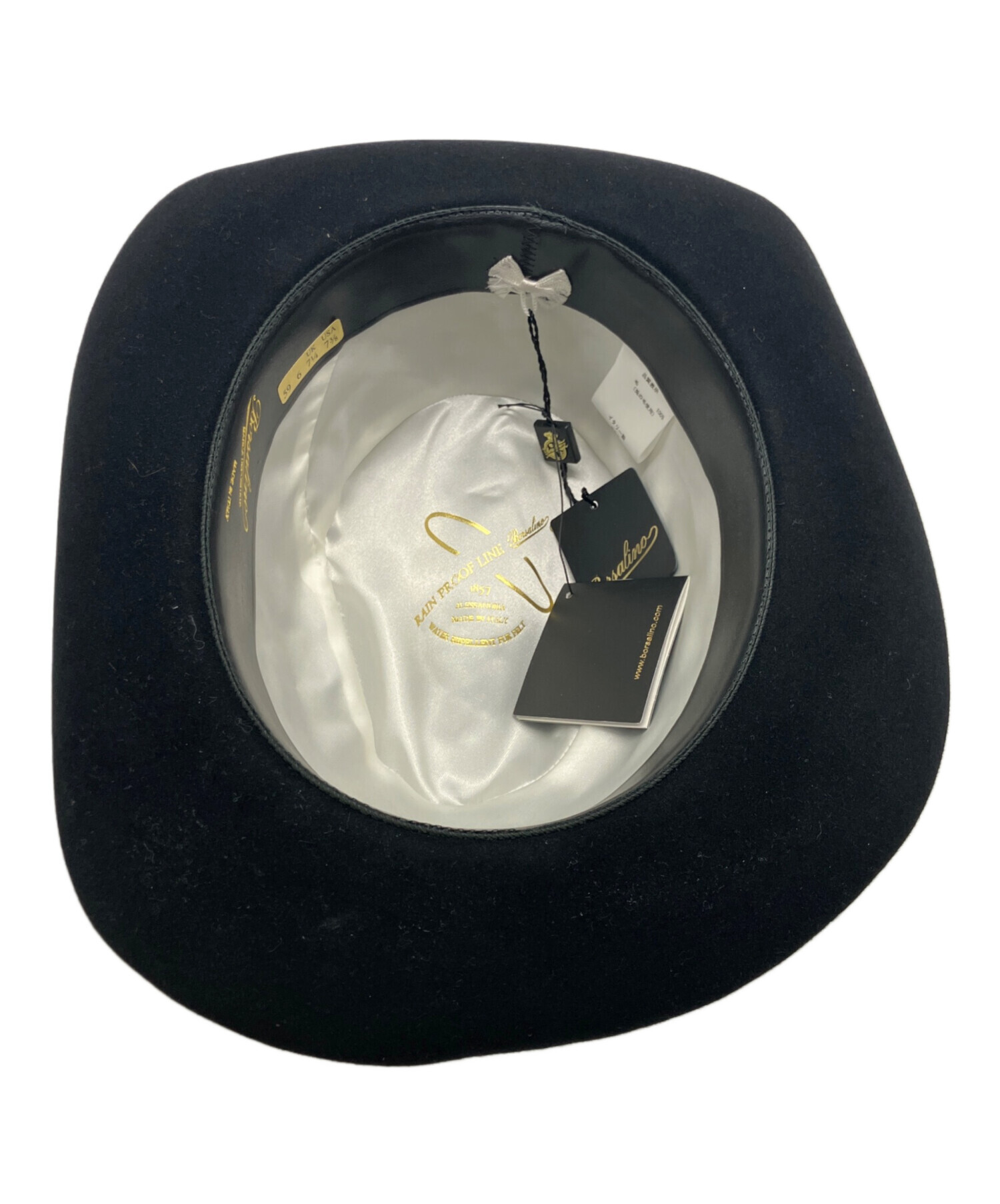 ボルサリーノ Borsalino 中折れハット size60 ブラック 黒 中古・古着通販】BORSALINO (ボルサリーノ) 中折れハット ブラック