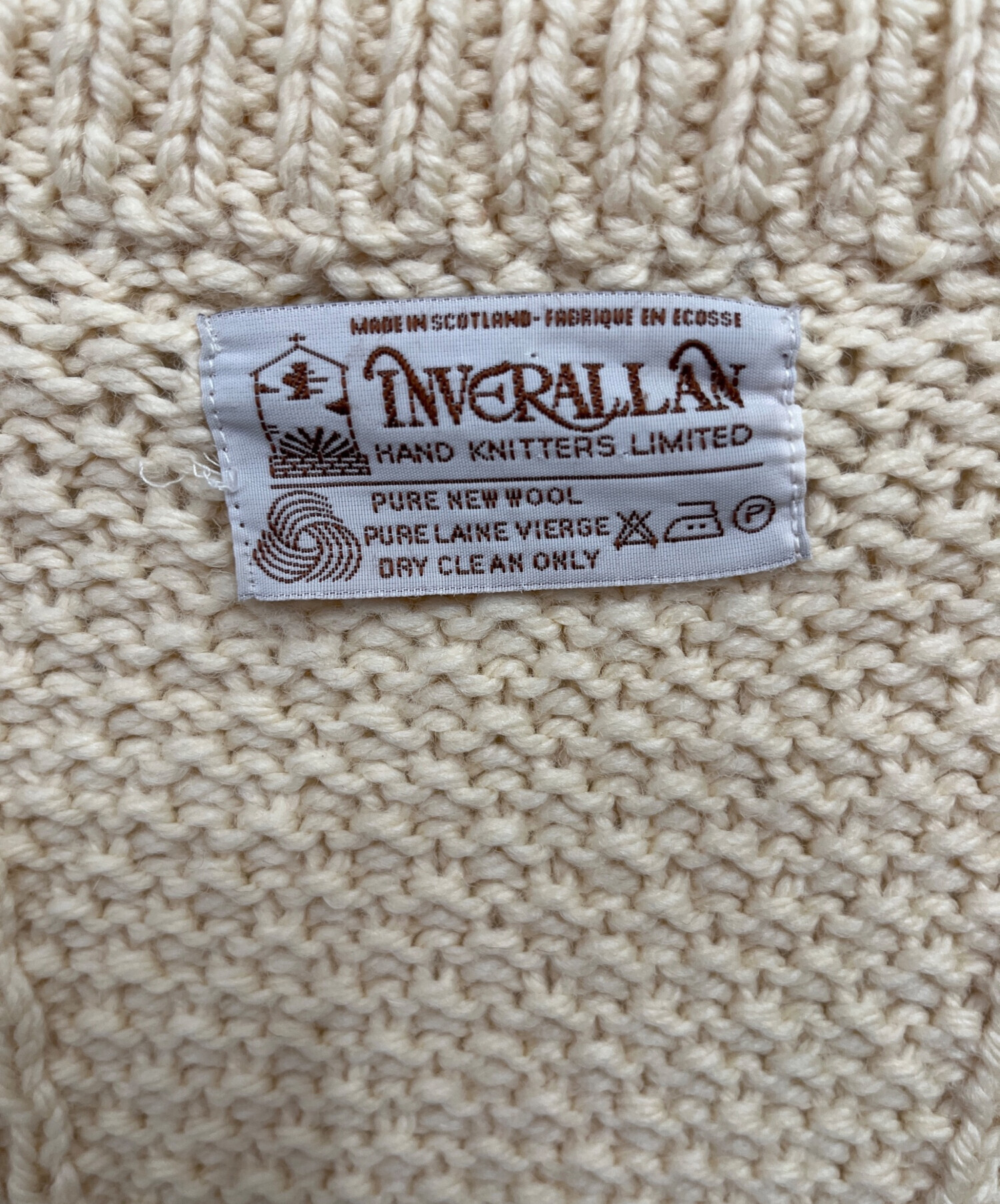 INVERALLAN インバーアラン　アイボリー ケーブルニットカーディガン INVERALLAN（インバーアラン）｜【SALE】INVERALLAN（インバーアラン