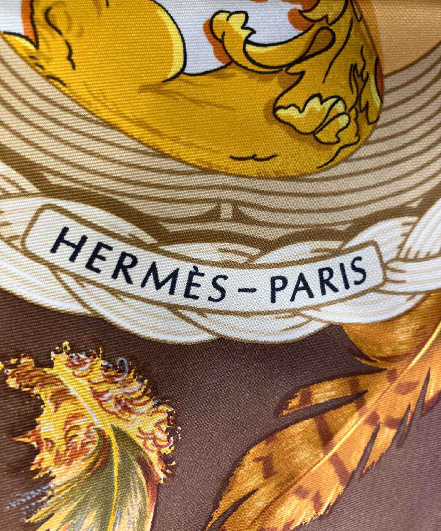 中古・古着通販】HERMES (エルメス) シルクスカーフ オレンジ×ブラウン