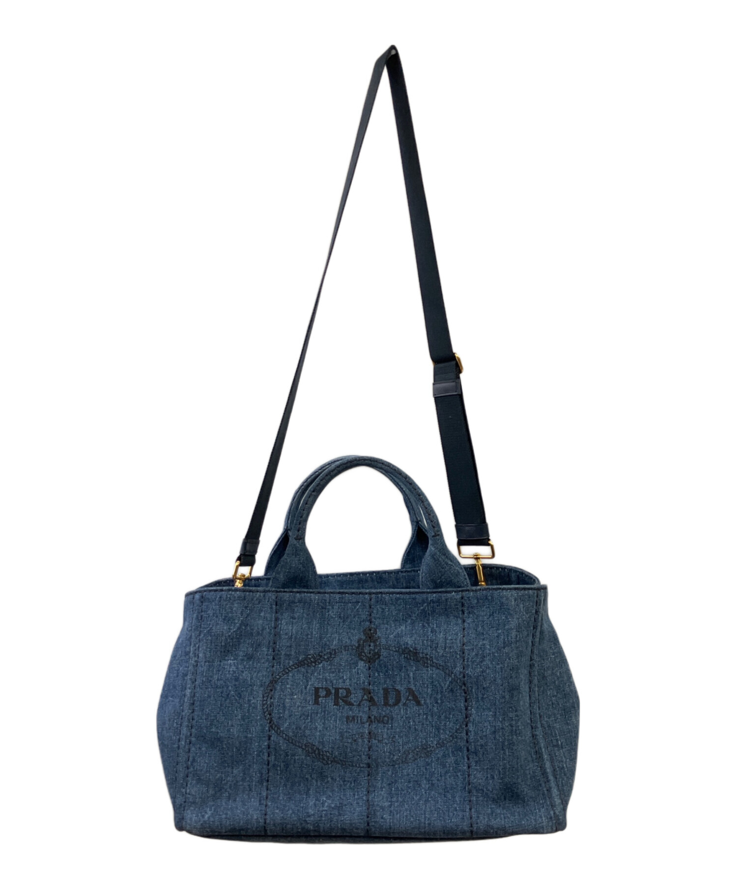 中古・古着通販】PRADA (プラダ) カナパ デニムバッグ ブルー