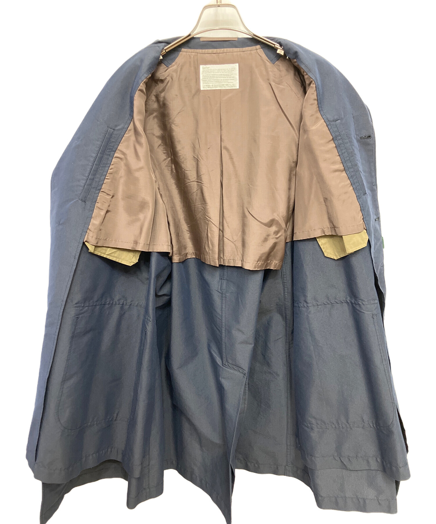 kolor ネイビー レイヤードステンカラーコー 中古・古着通販】KOLOR (カラー) レイヤードステンカラーコート