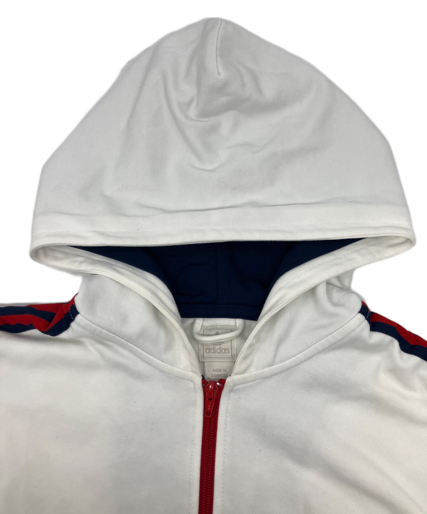 中古・古着通販】adidas (アディダス) ジップパーカー レッド×ホワイト