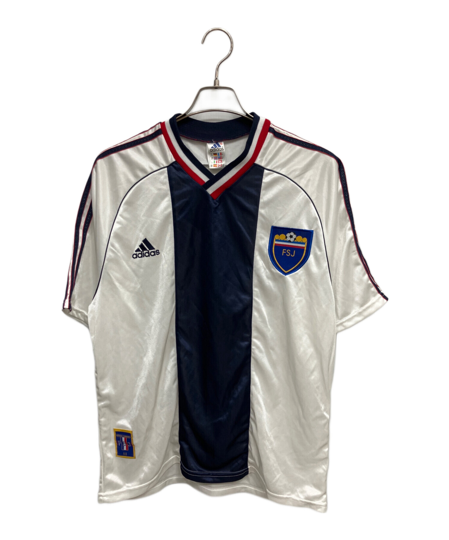 中古・古着通販】adidas (アディダス) ゲームシャツ ホワイト×ネイビー