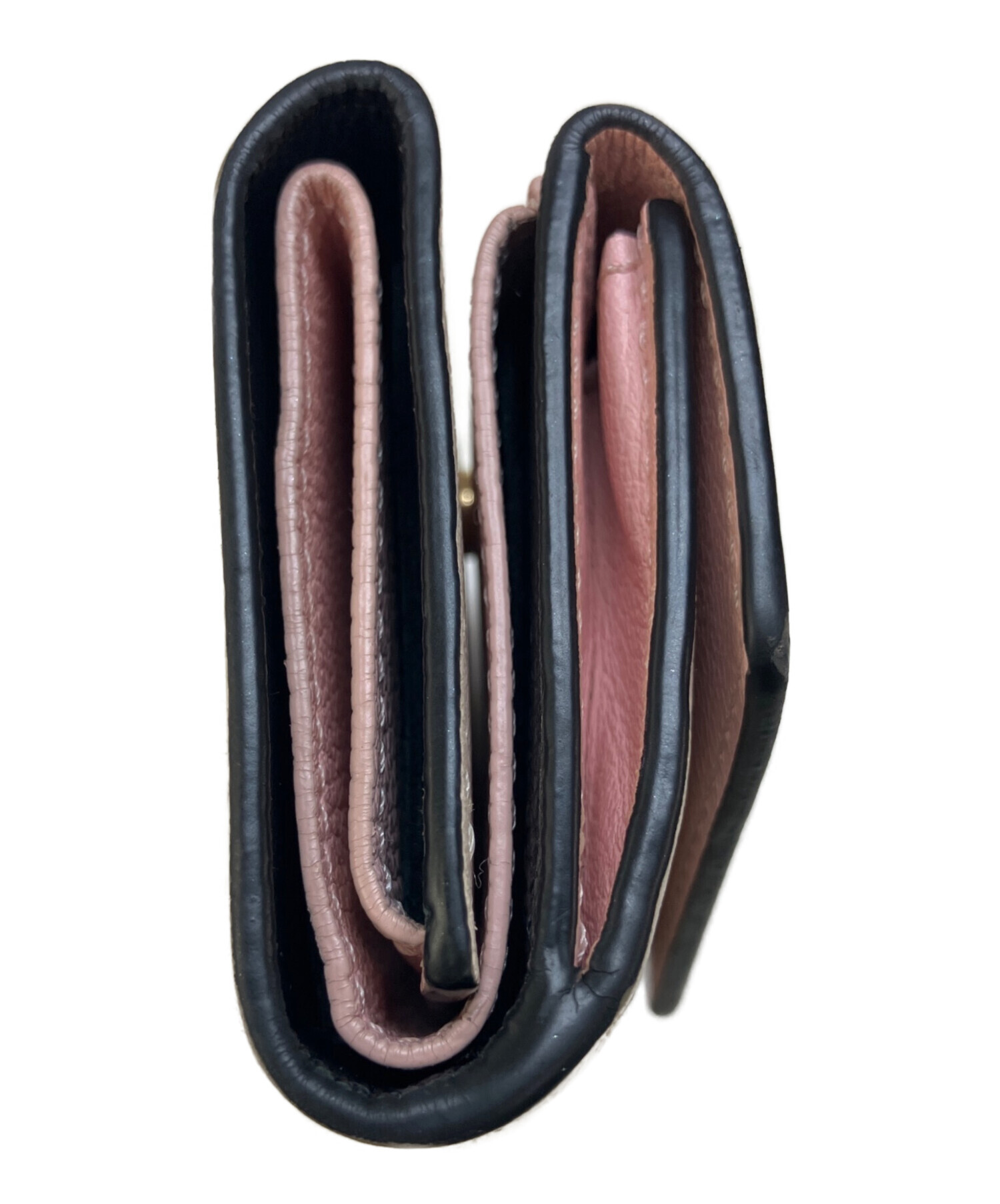Louis Vuitton 三つ折り財布 黒とピンク 中古・古着通販】LOUIS VUITTON (ルイ ヴィトン) 3つ折り財布 ブラック
