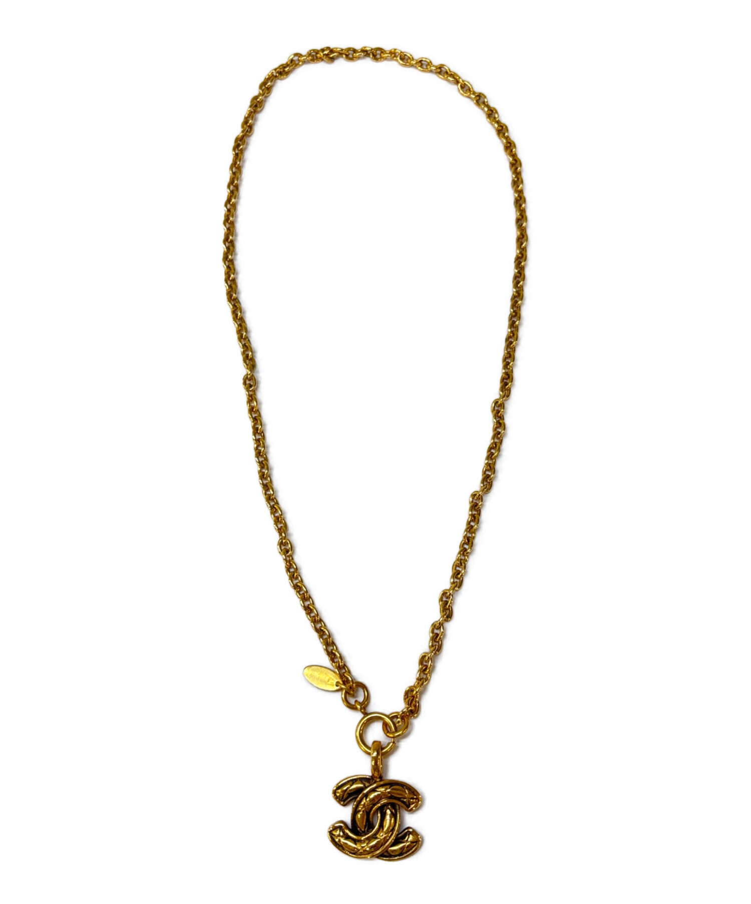 CHANEL シャネル ココマーク ネックレス マトラッセ ゴールド 中古・古着通販】CHANEL (シャネル) ココマーク マトラッセネックレス