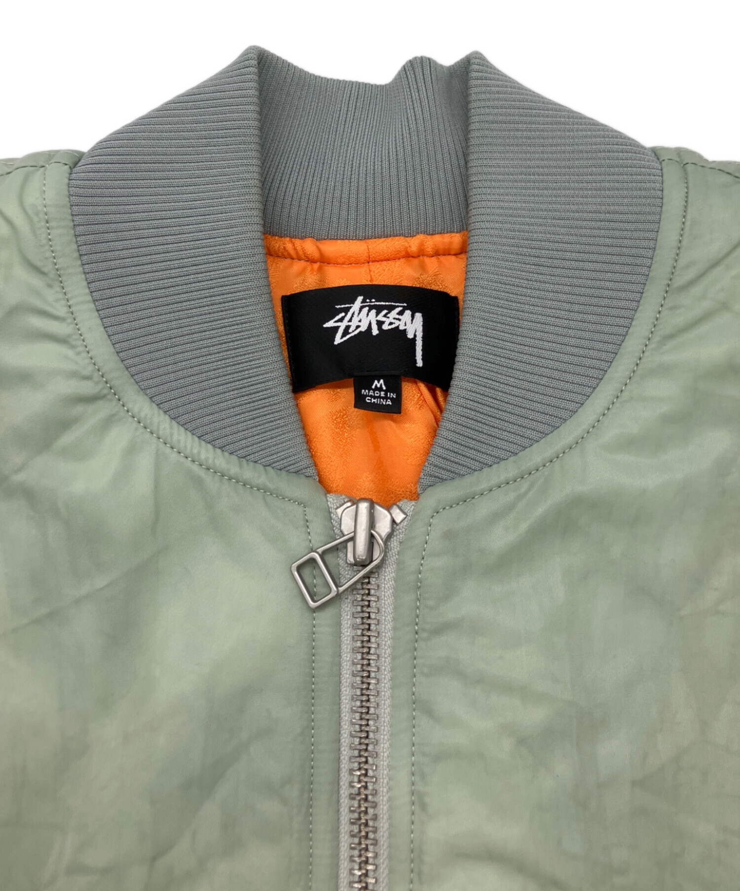 【Lサイズ】【ステューシー】【MA-1】【グリーン】【STUSSY】緑 中古・古着通販】stussy (ステューシー) MA-1ジャケット グリーン