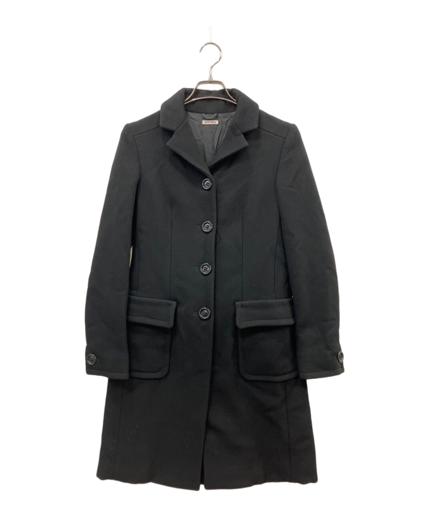 中古・古着通販】MIU MIU (ミュウミュウ) ウールコート ブラック