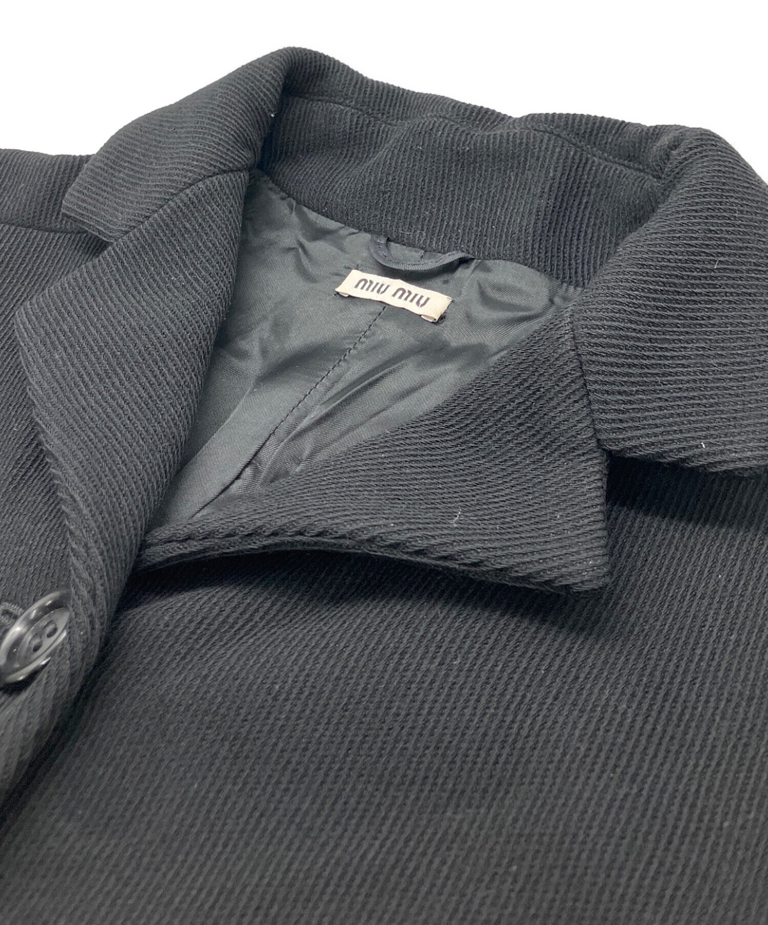 中古・古着通販】MIU MIU (ミュウミュウ) ウールコート ブラック