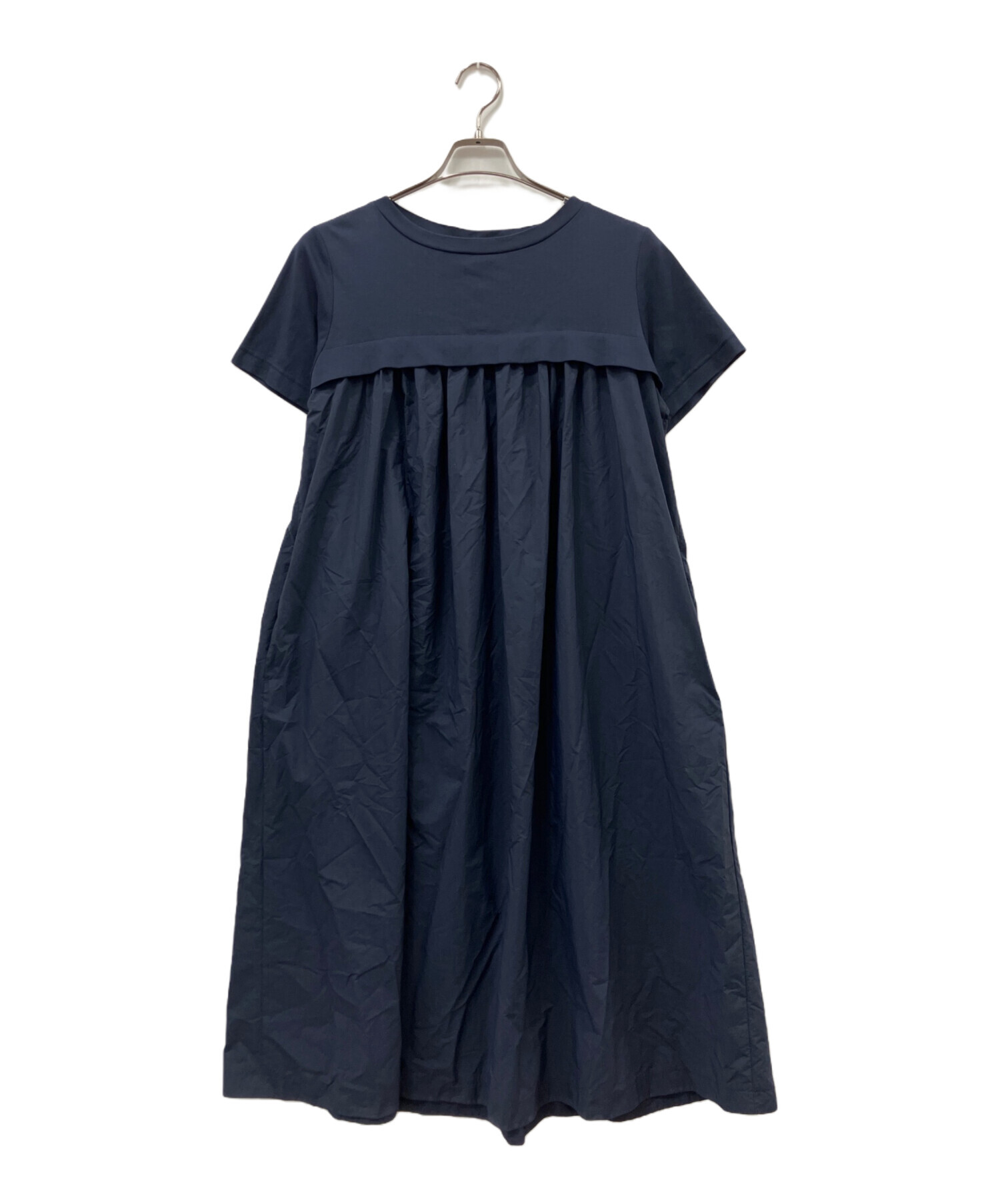 中古・古着通販】Leilian (レリアン) 半袖ワンピース ネイビー サイズ