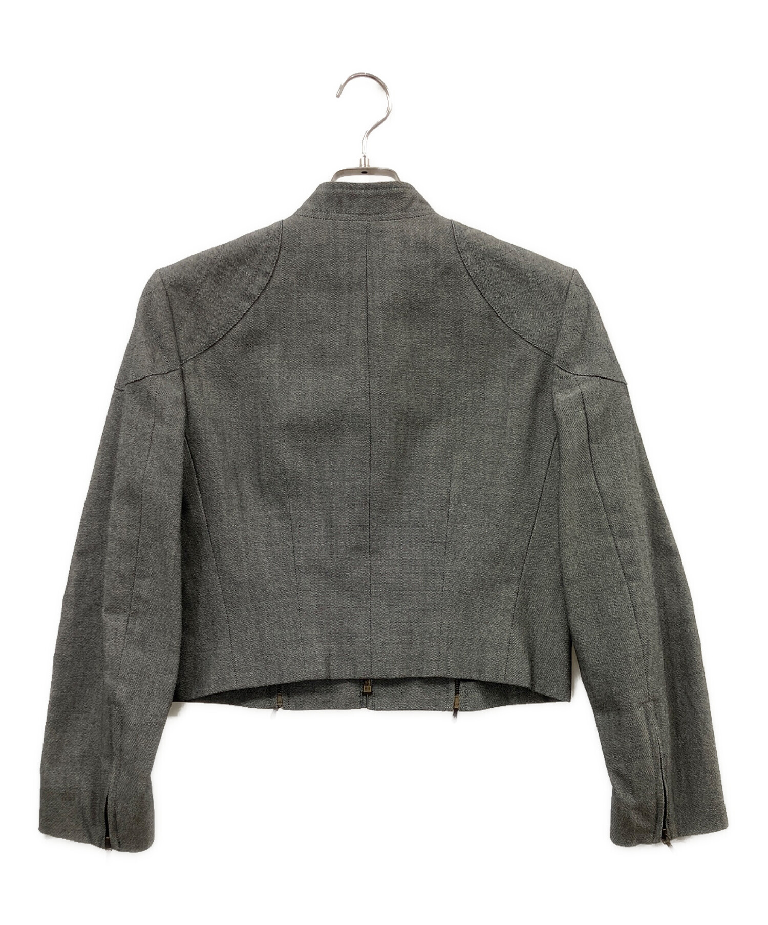 vintage Christian Dior ノーカラージャケット　半袖　グレー 中古・古着通販】Christian Dior (クリスチャン ディオール) ジップ