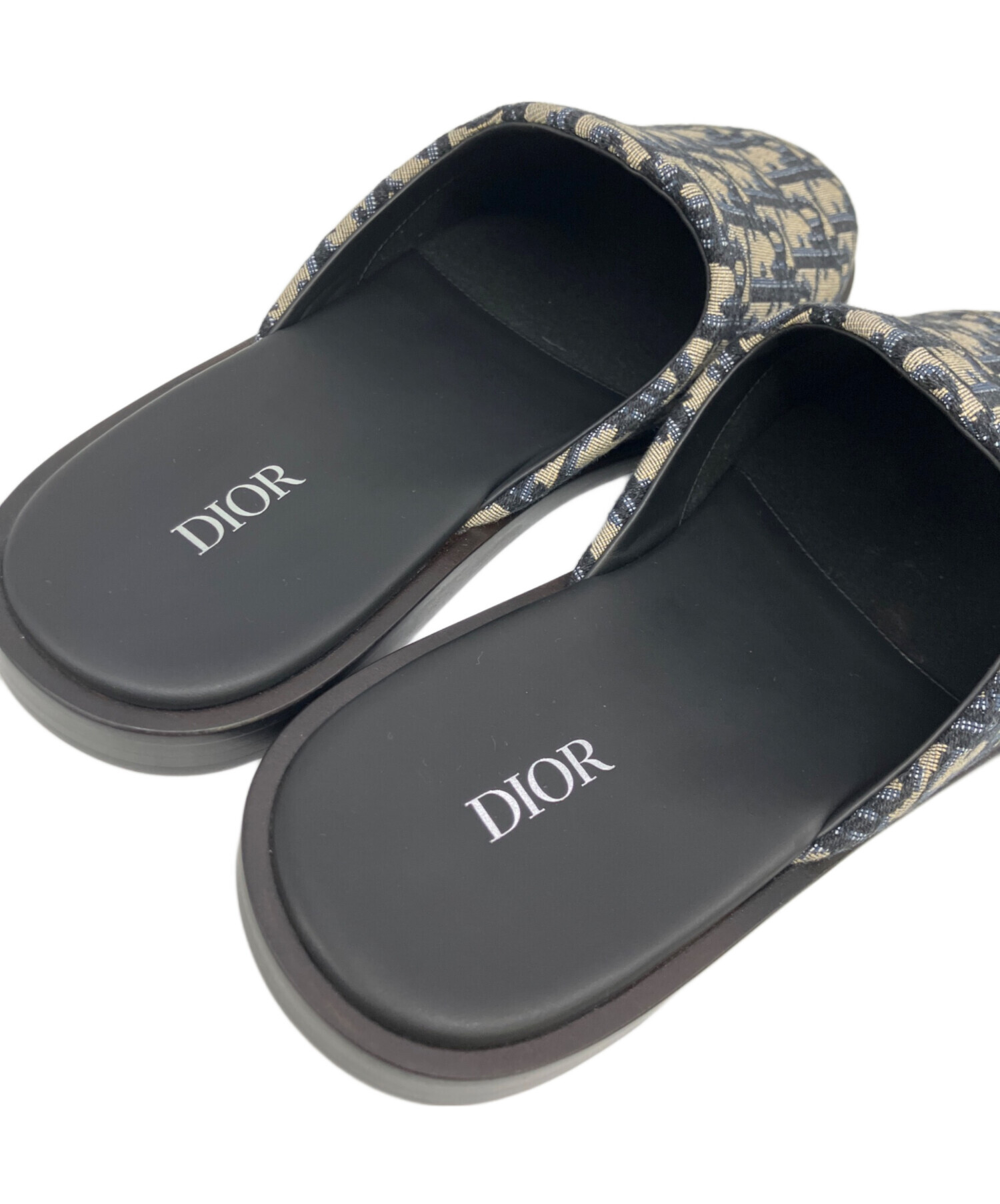 Christian Dior ミュール サンダル　ネイビー 中古・古着通販】Dior (ディオール) ミュール ネイビー×ベージュ
