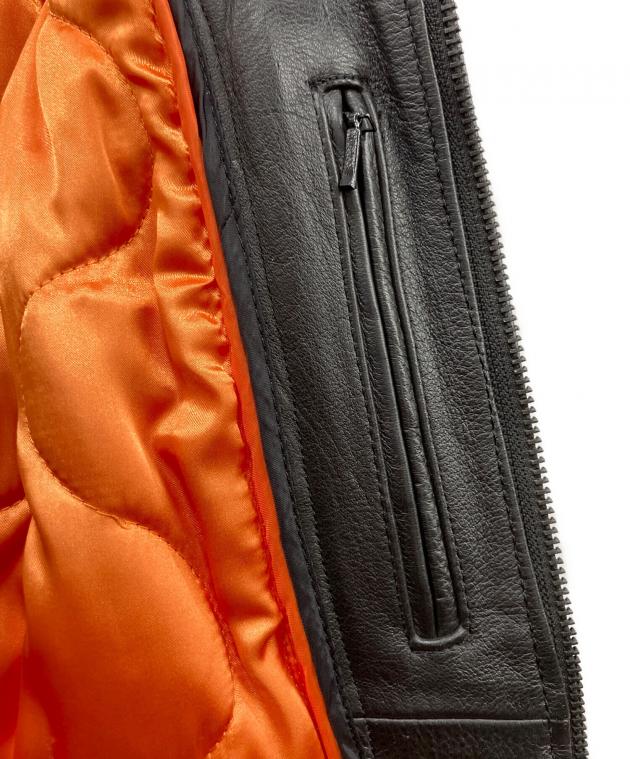 KADOYA カドヤ レザージャケットXL 着脱防寒オレンジ色インナー付き 中古・古着通販】KADOYA (カドヤ) ライダースジャケット ブラック