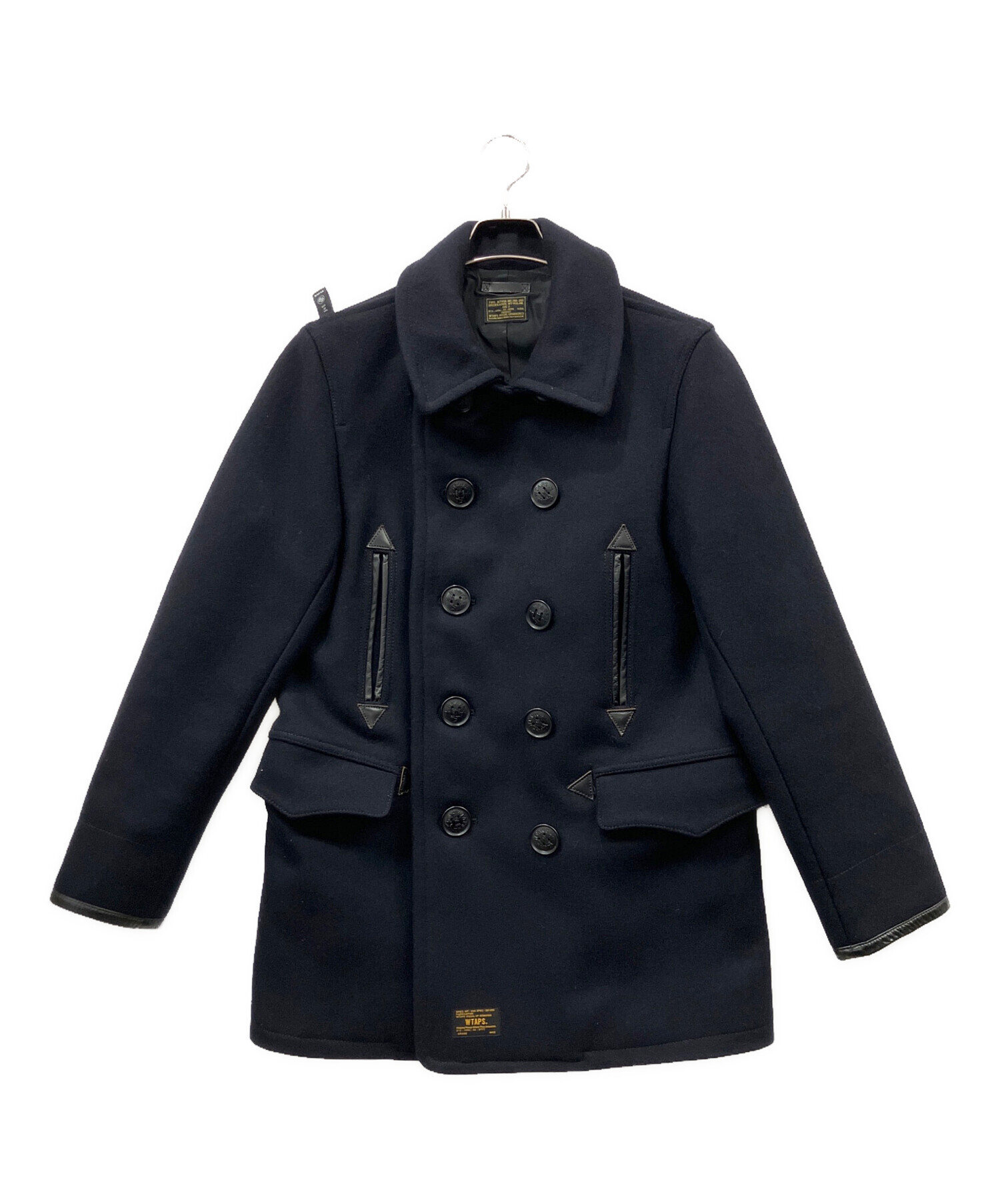 ダブルフラップコート・ネイビー 中古・古着通販】WTAPS (ダブルタップス) Pコート ネイビー サイズ