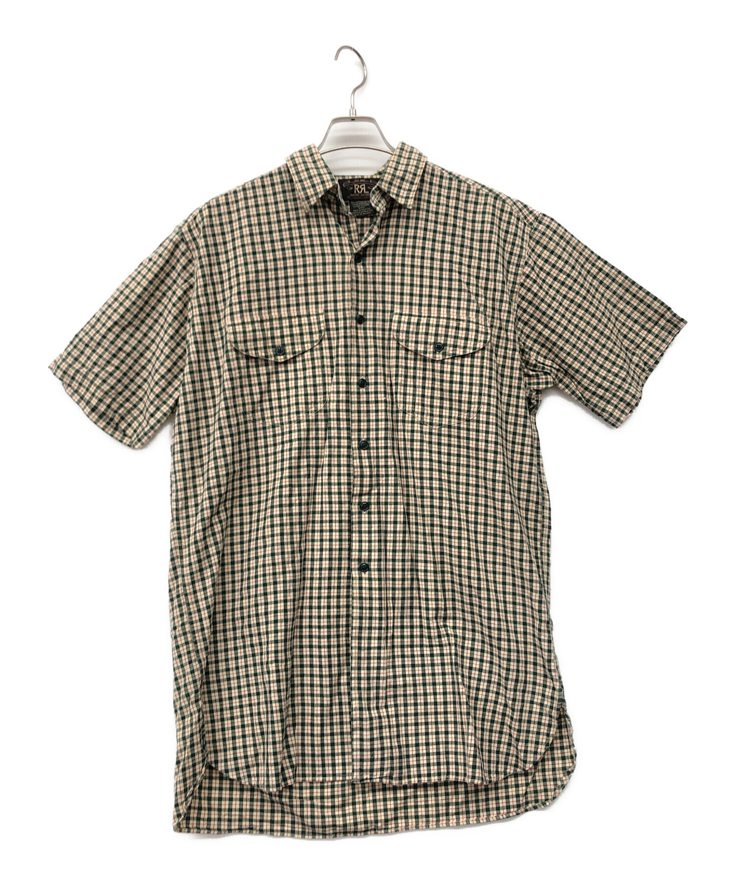 RRL （ダブルアールエル） 半袖チェックシャツ 中古・古着通販】RRL (ダブルアール) 半袖チェックシャツ グリーン