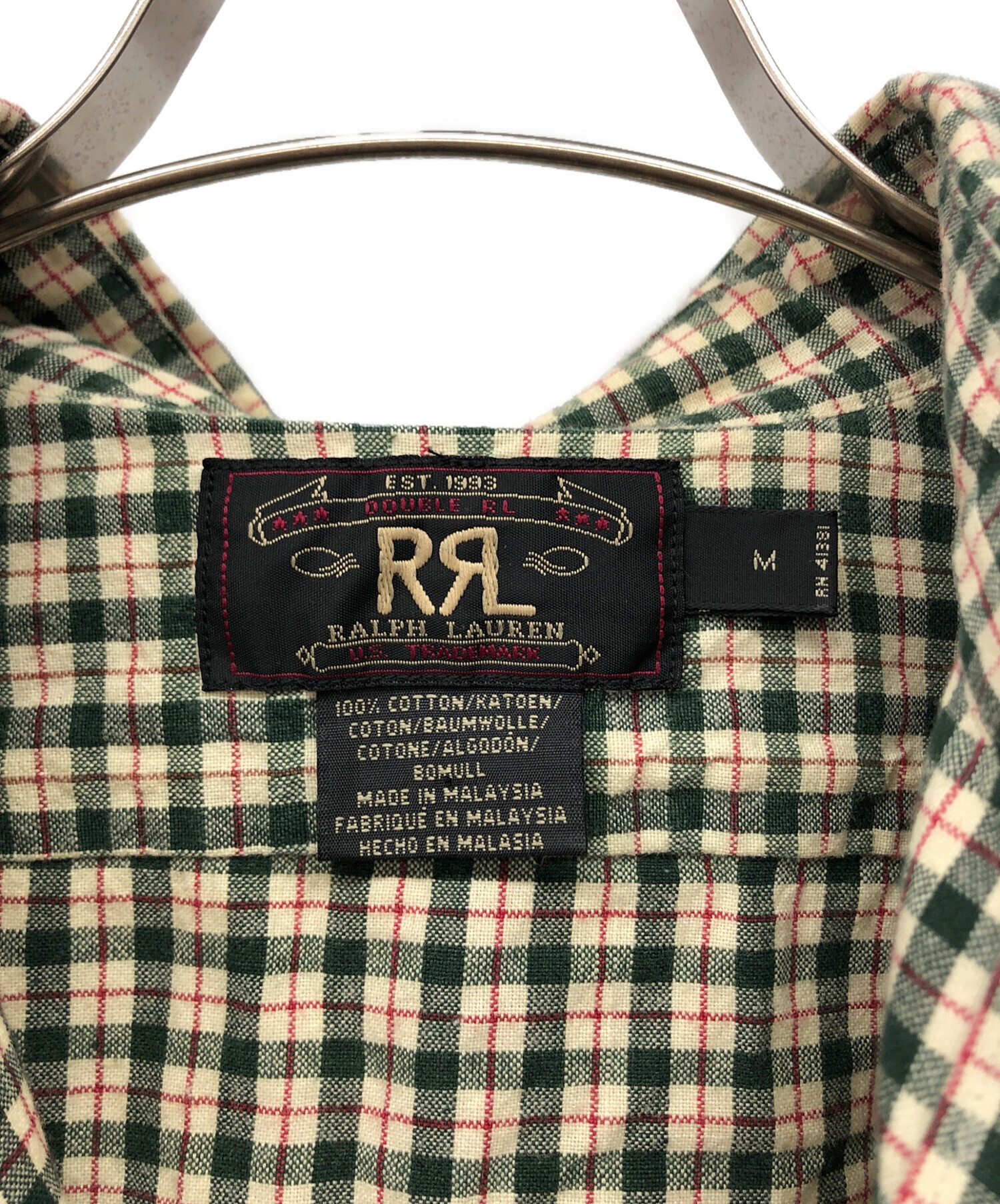 中古・古着通販】RRL (ダブルアール) 半袖チェックシャツ グリーン