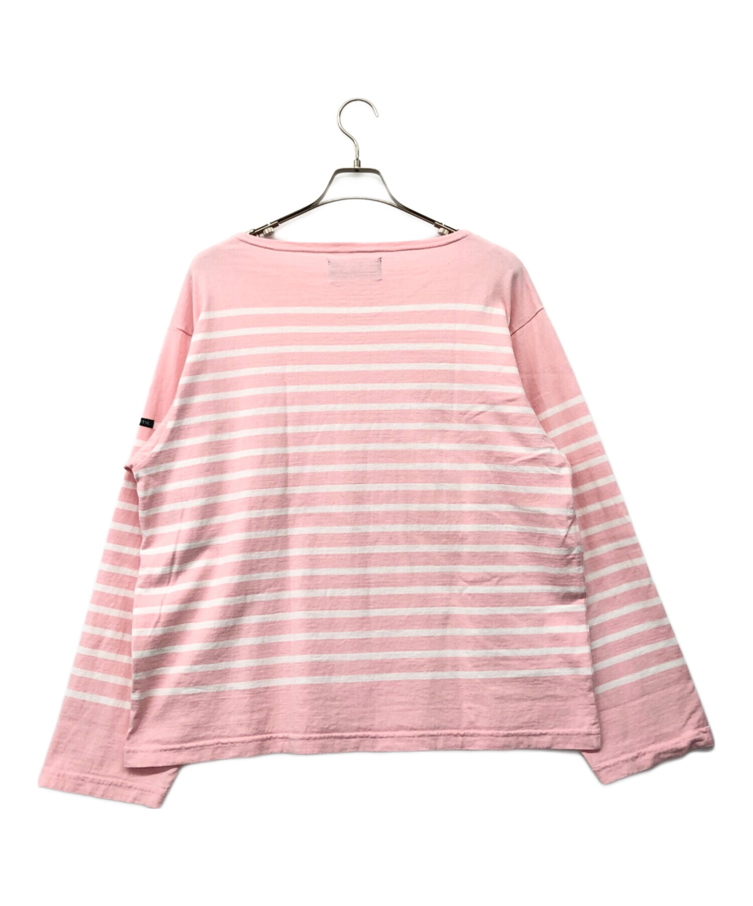 【美品】OUTIL ウティ バスクシャツ ピンクボーダー サイズ2 中古・古着通販】OUTIL (ウティ) バスクシャツ ピンク×ホワイト