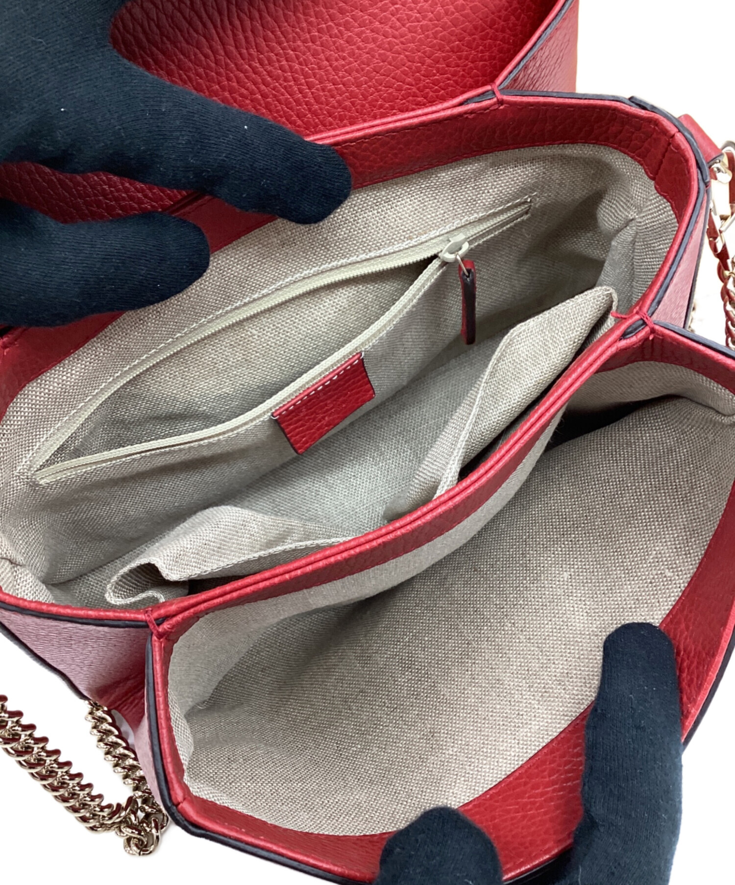 中古・古着通販】GUCCI (グッチ) チェーンショルダーバッグ レッド