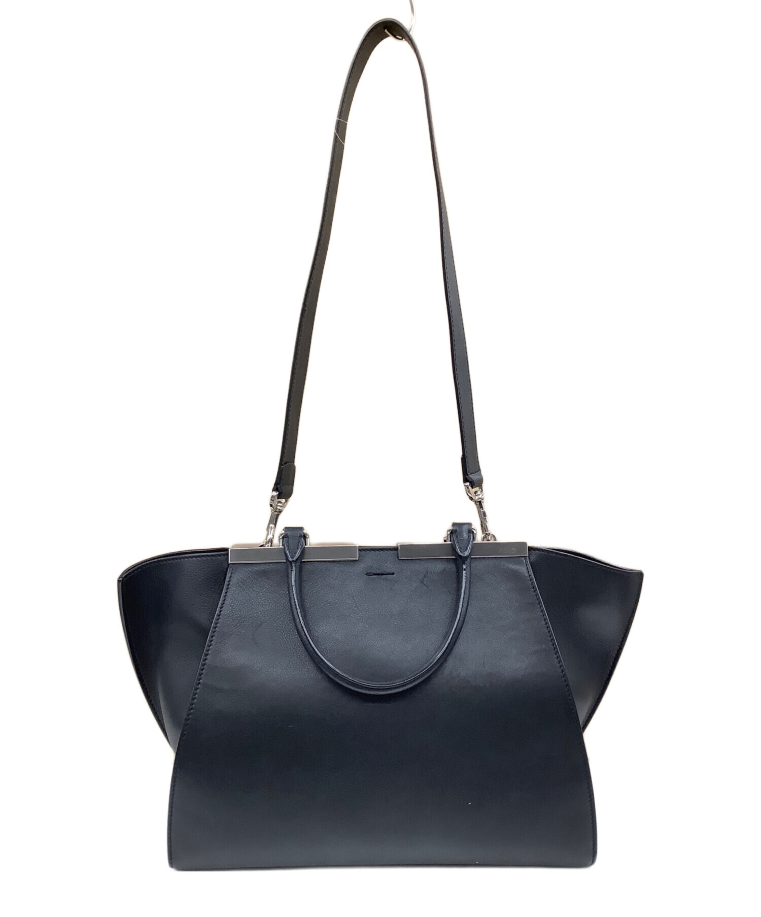 本物 フェンディ FENDI トロワジュール 2WAY ショルダーバッグ ハンドバッグ レザー ブラック 8BH279 バッグ 中古・ フェンディ/ハンドバッグ/トロワジュール/ネイビー/レザー/型番
