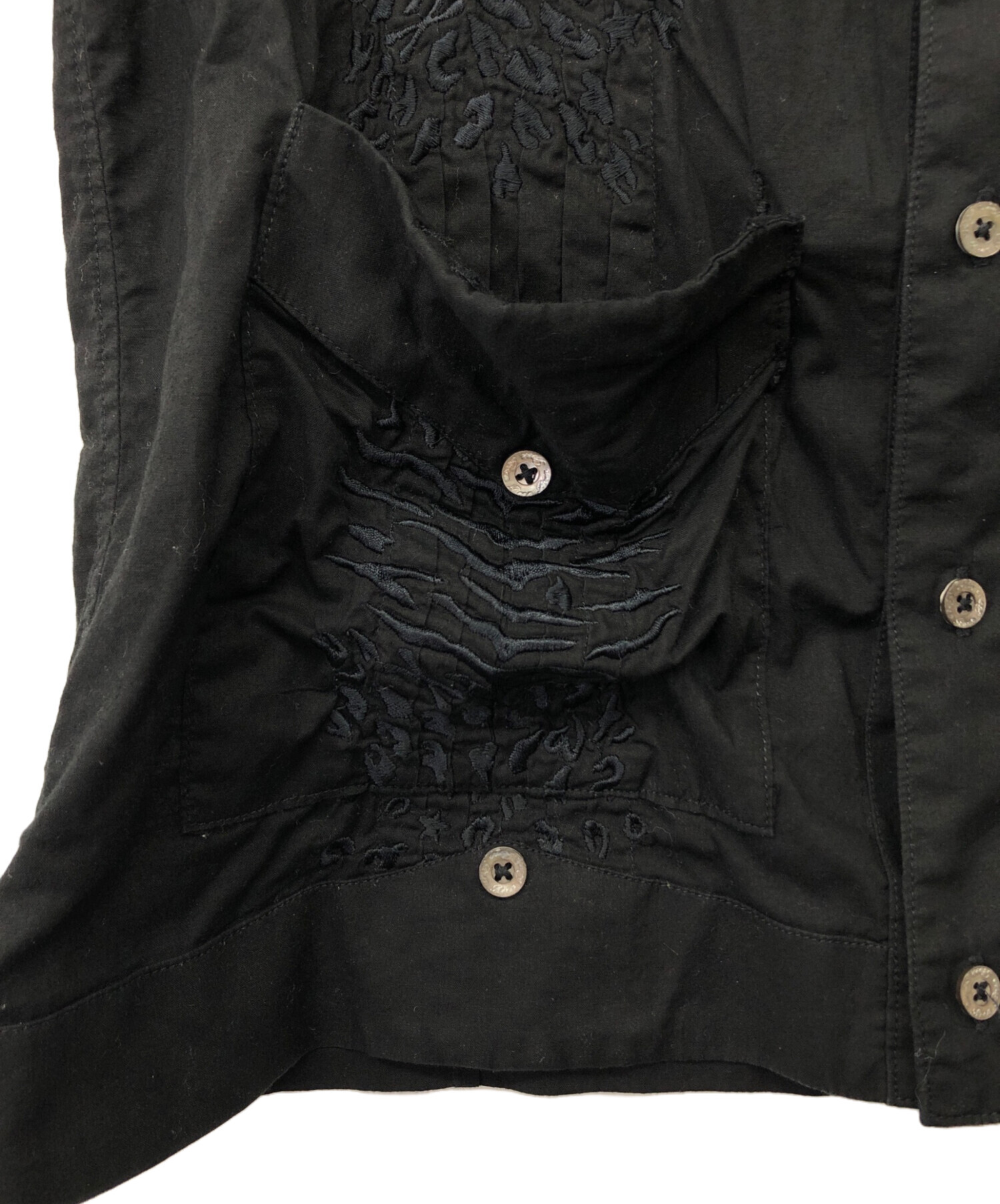 中古・古着通販】Roen (ロエン) ミリタリーシャツ ブラック サイズ:46