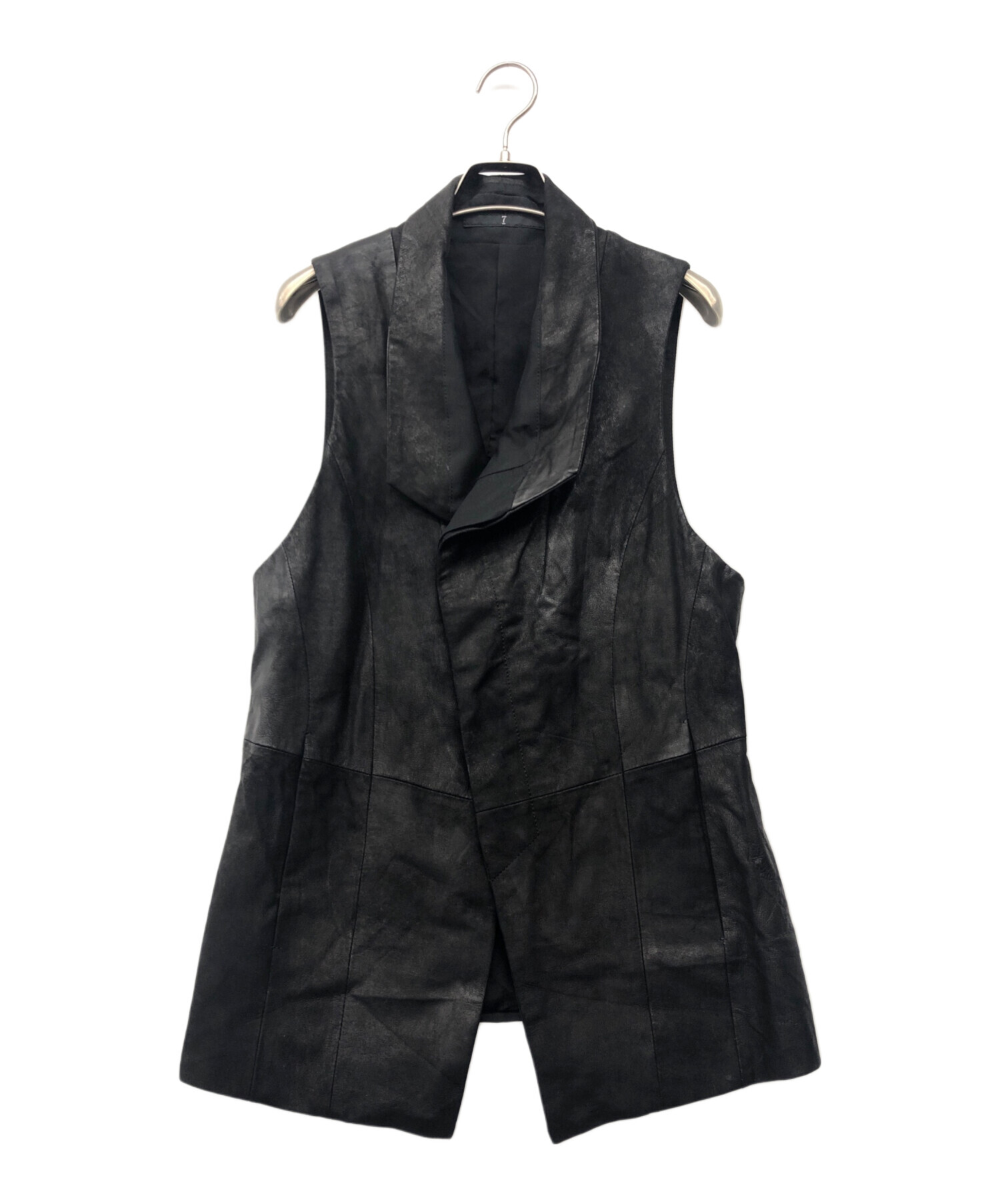 JULIUS ユリウス レザーコンビネーションファスナーベスト 中古・古着通販】JULIUS (ユリウス) ジレ ブラック サイズ:2｜ブランド