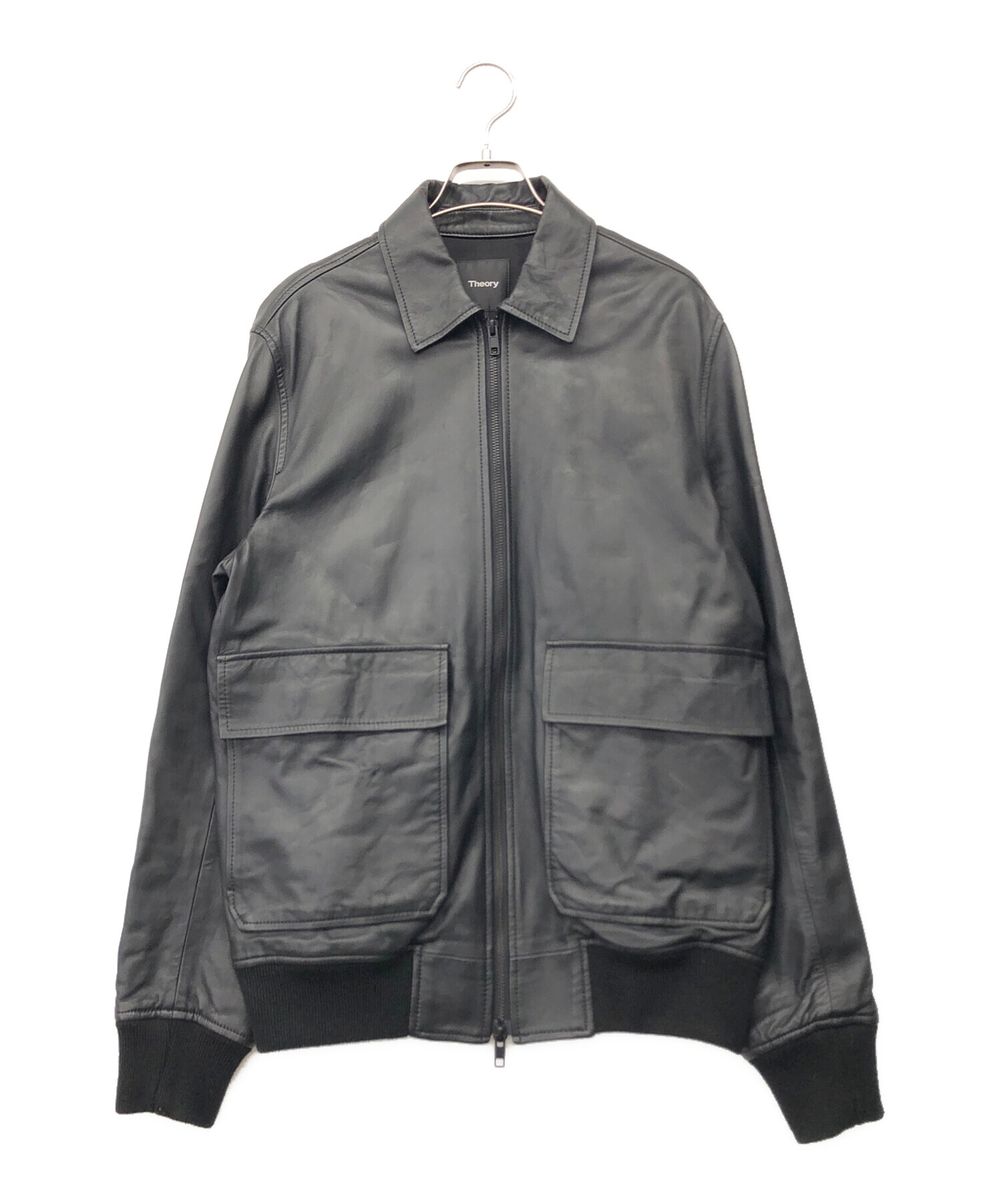 中古・古着通販】theory (セオリー) レザージャケット ブラック サイズ