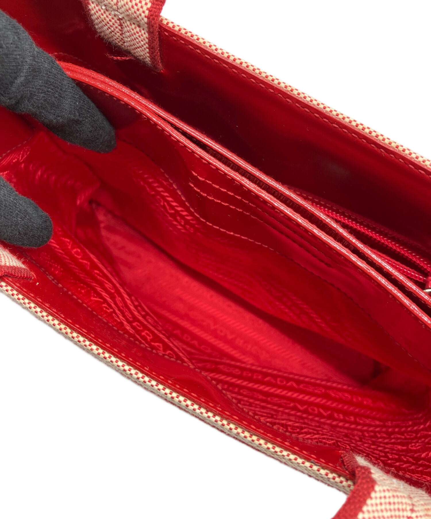 中古・古着通販】PRADA (プラダ) キャンバストートバッグ レッド