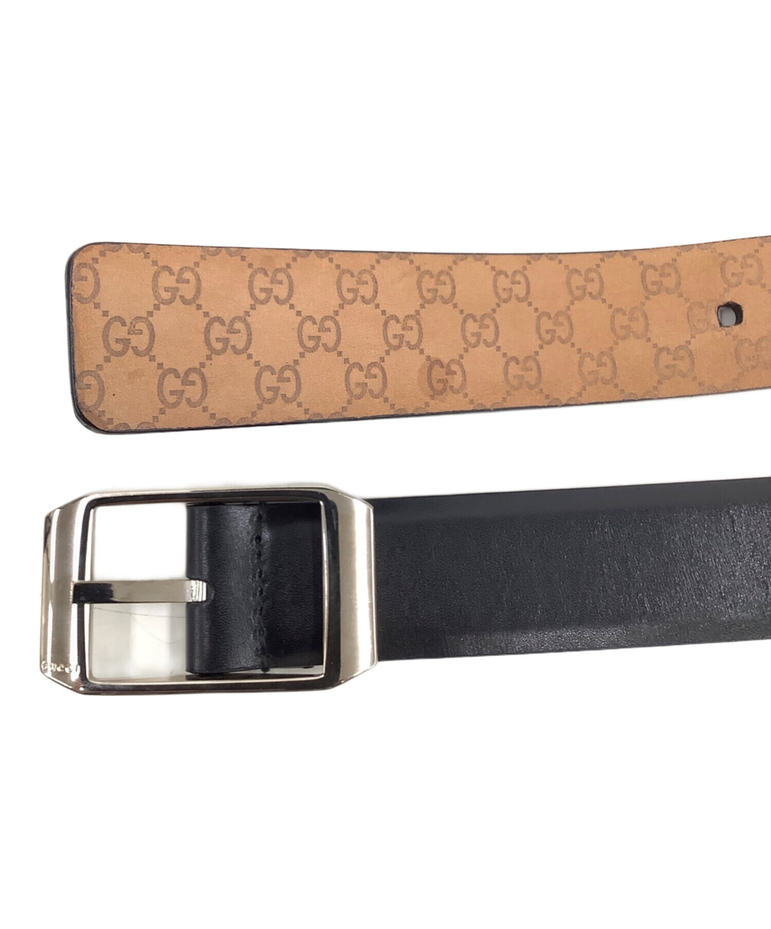 買取見積書有り　極美品GUCCI グッチ　リバーシブルレザーベルト　449715 GUCCI (グッチ) ダブルG ゴールドバックル リバーシブル ベルト