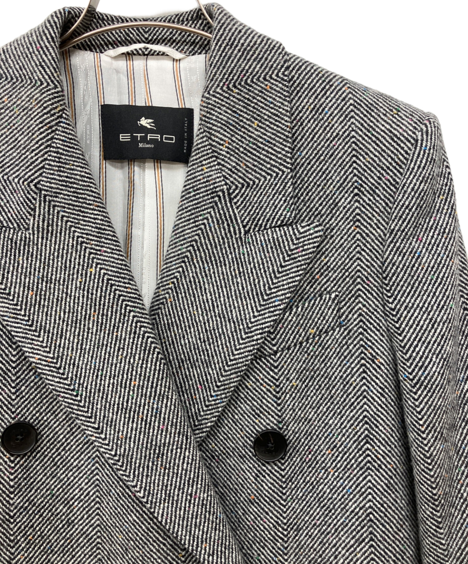 中古・古着通販】ETRO (エトロ) ロングチェスターコート ブラック