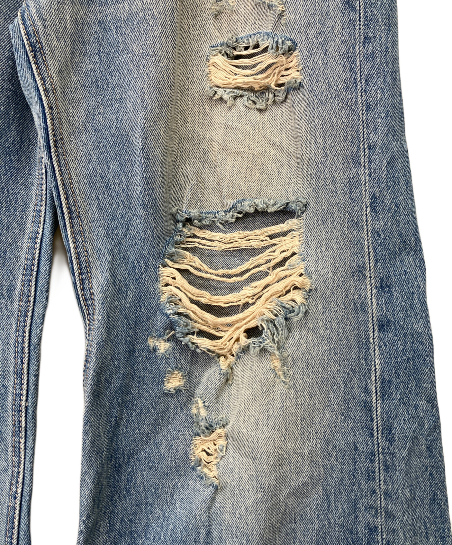 【新品】SLY sly ダメージジーンズ　サイズ0 ダメージデニム　ワイド 中古・古着通販】SLY (スライ) ダメージデニムパンツ サイズ:0