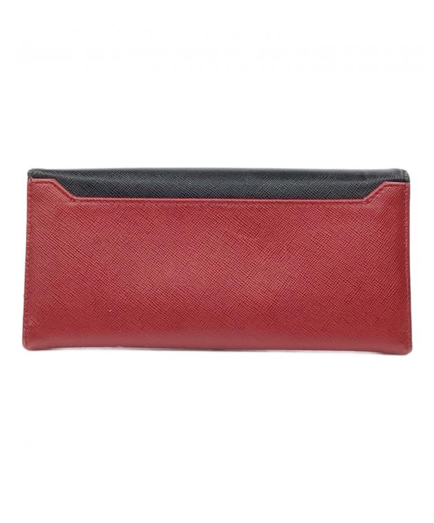 中古・古着通販】PRADA (プラダ) 長財布 ブラック×レッド｜ブランド 